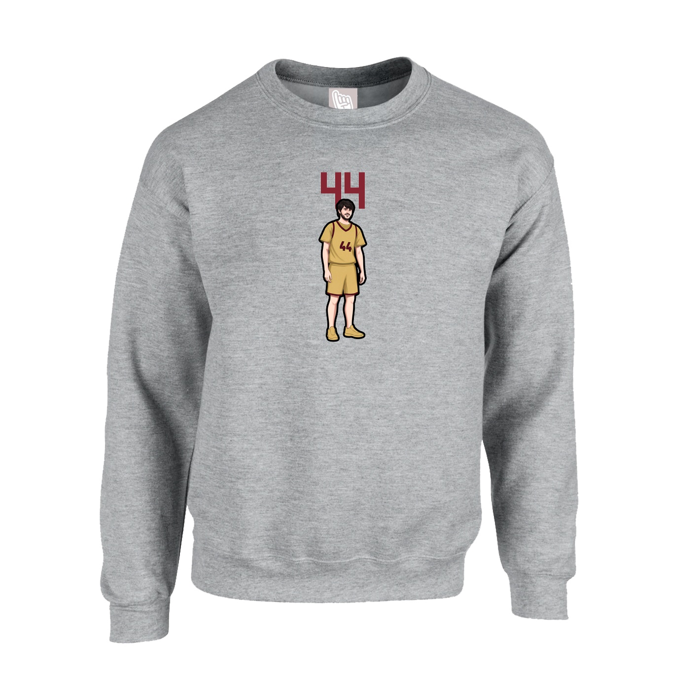 Fleece Crew — Number Top in Grey