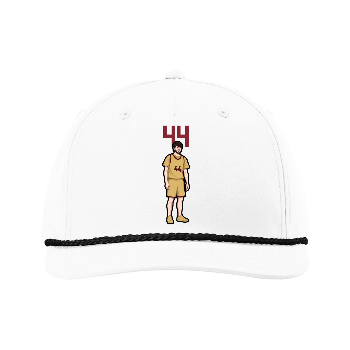 Five-Panel Classic Rope Cap — Number Top in White