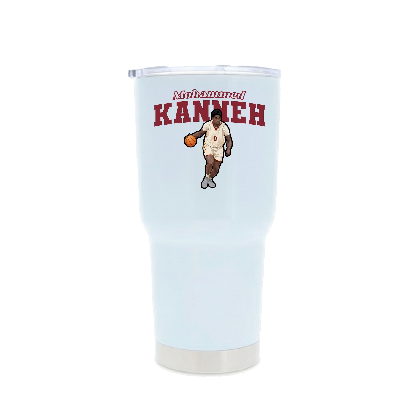 30oz Stainless Steel Tumbler — Name Arch in White