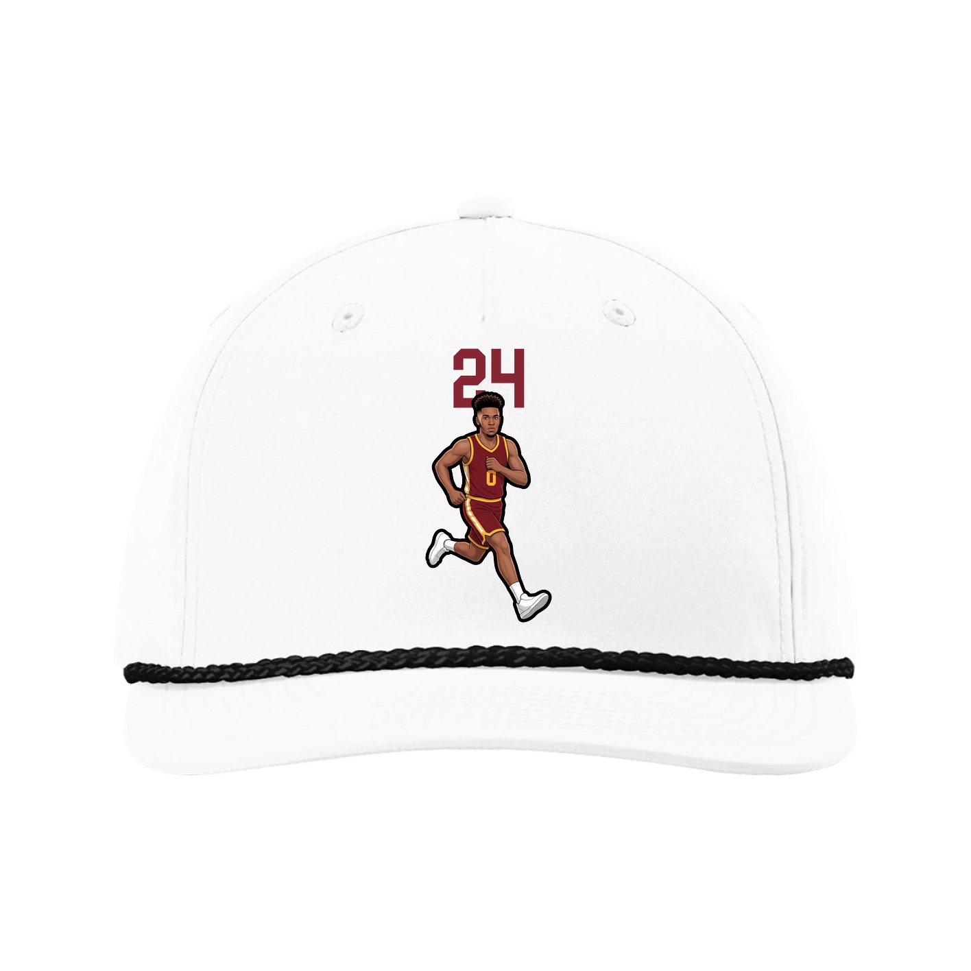 Five-Panel Classic Rope Cap — Number Top in White