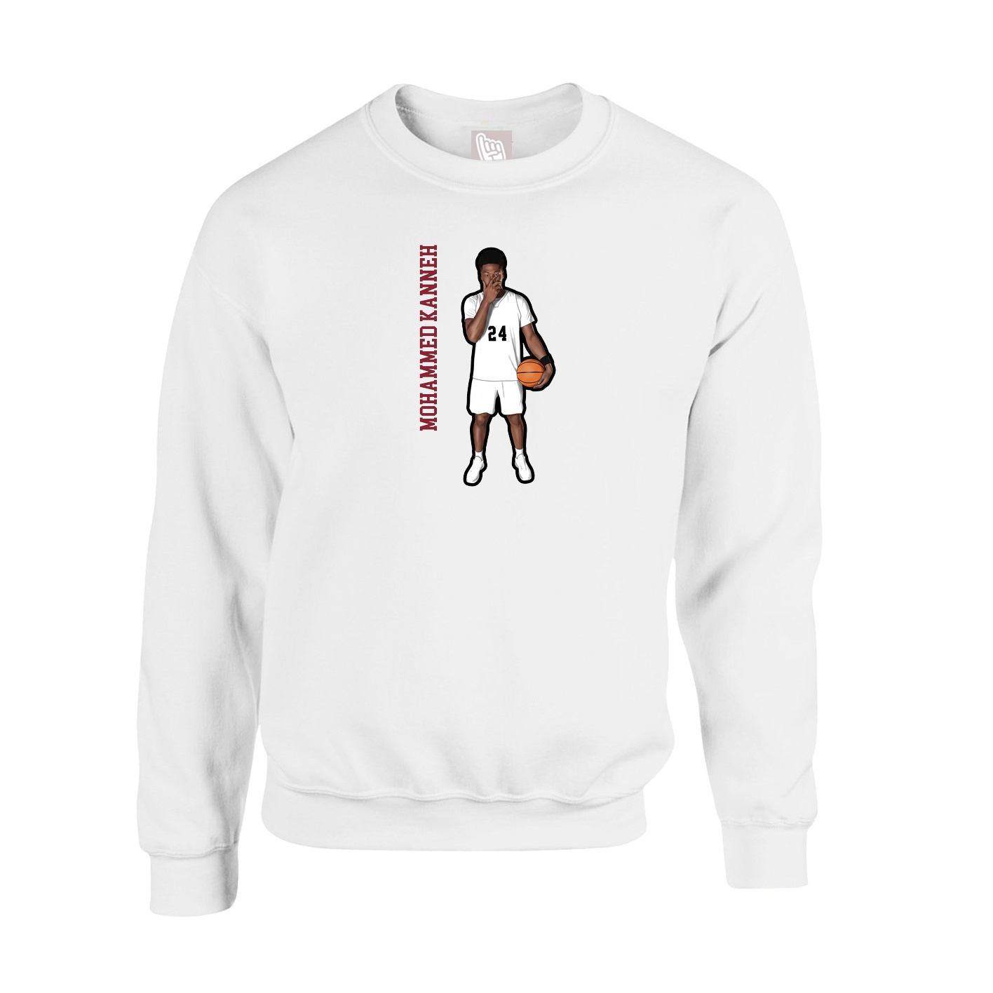 Fleece Crew — Name Vertical in White