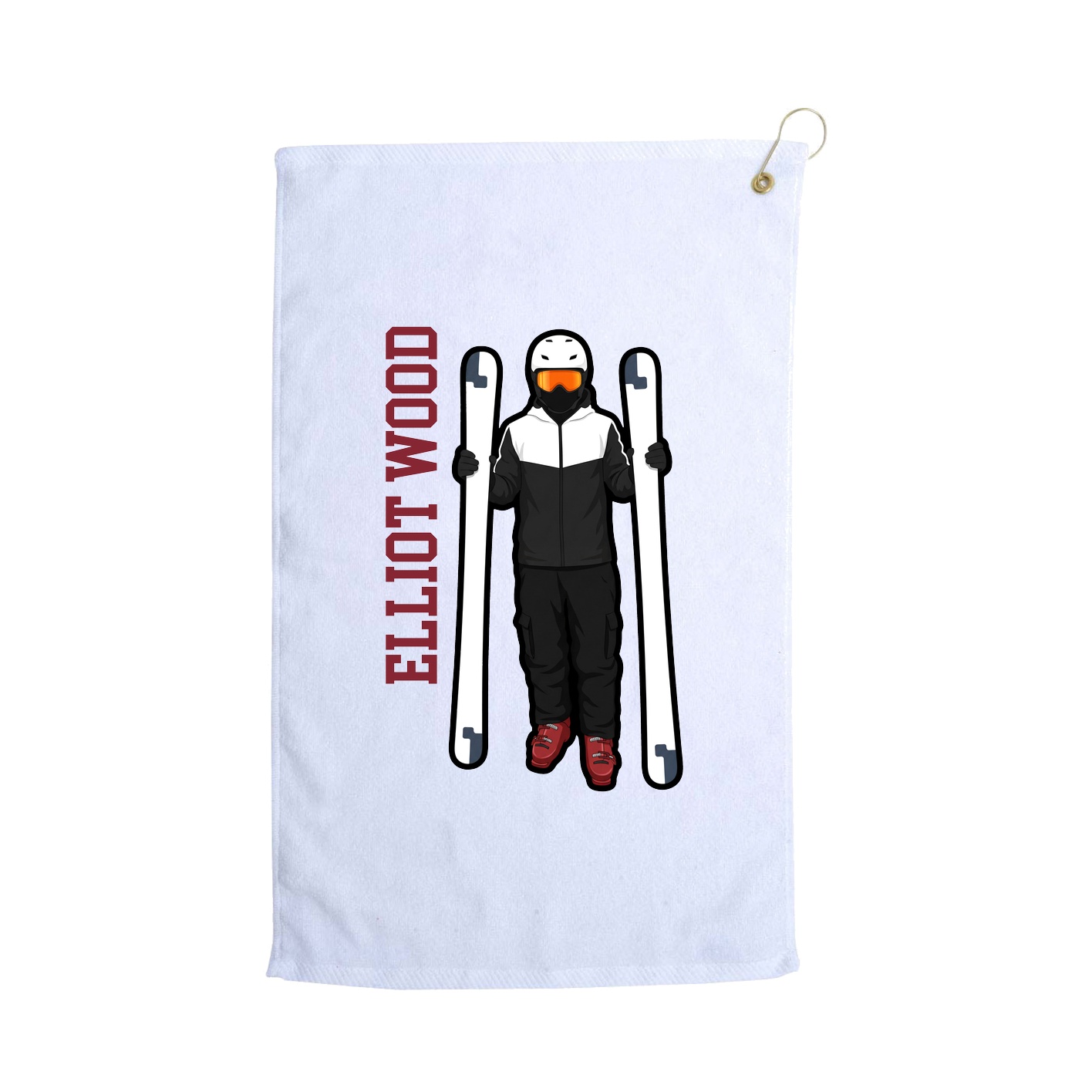 Golf Towel — Name Vertical in White