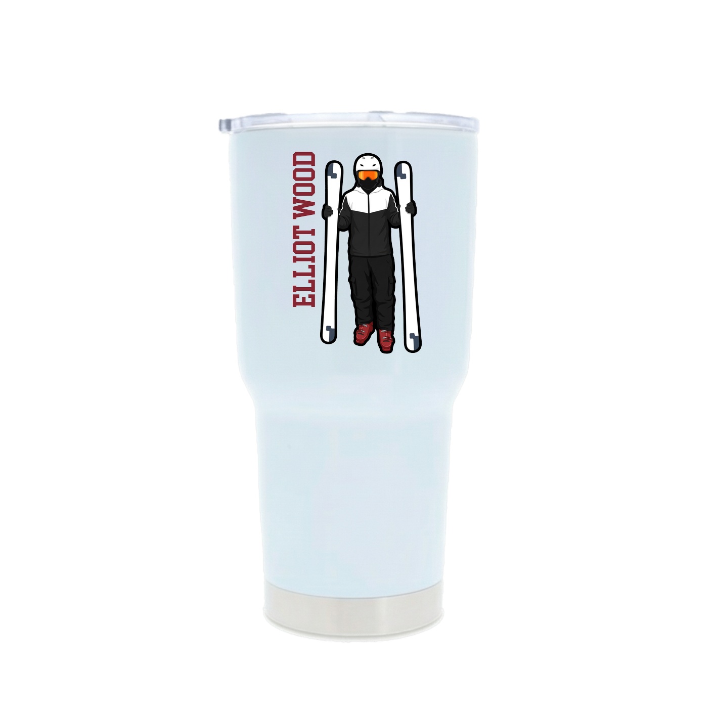 30oz Stainless Steel Tumbler — Name Vertical in White