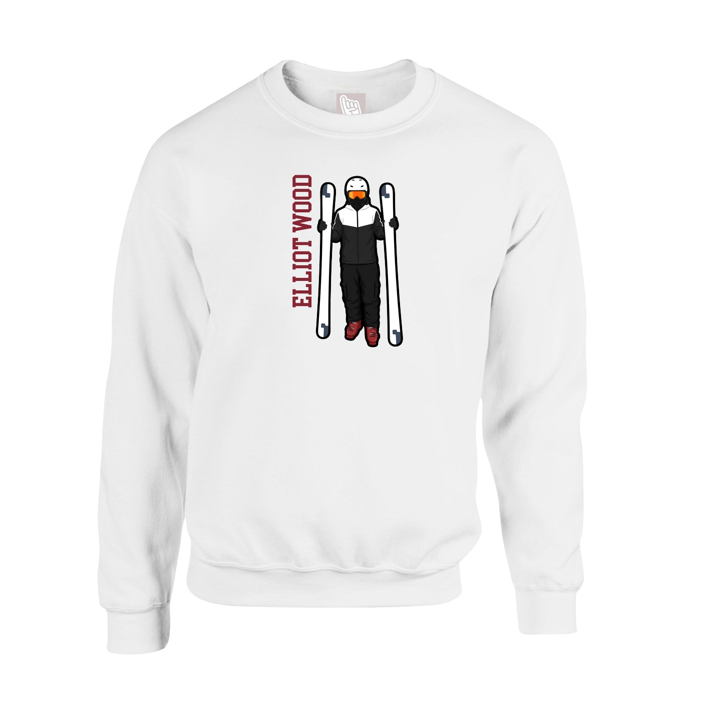 Fleece Crew — Name Vertical in White