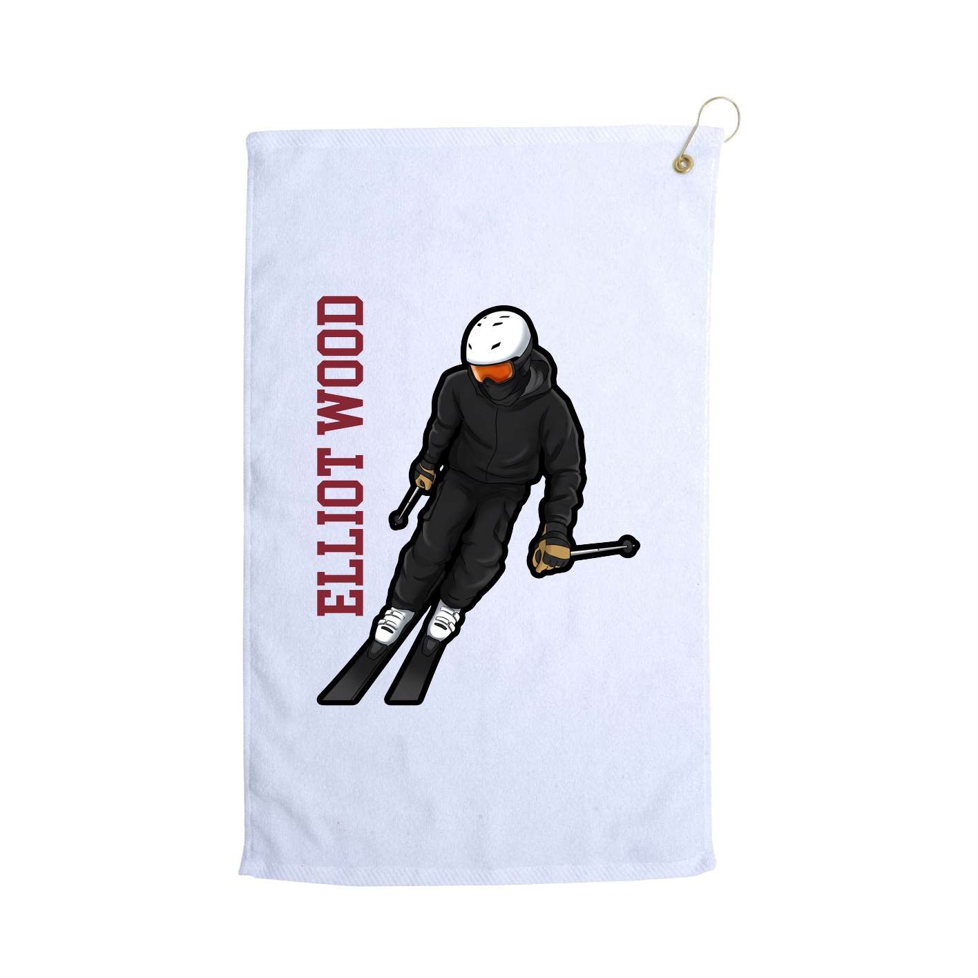 Golf Towel — Name Vertical in White