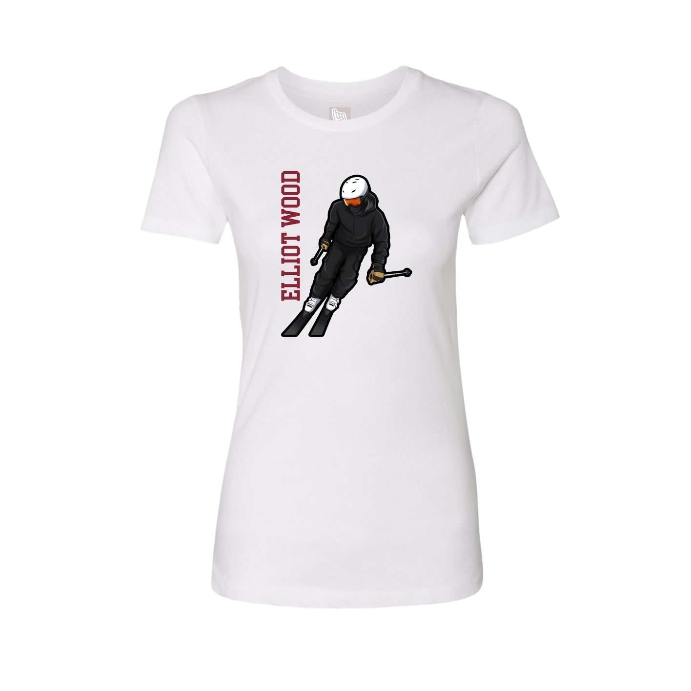 Fitted Women's Tee — Name Vertical in White