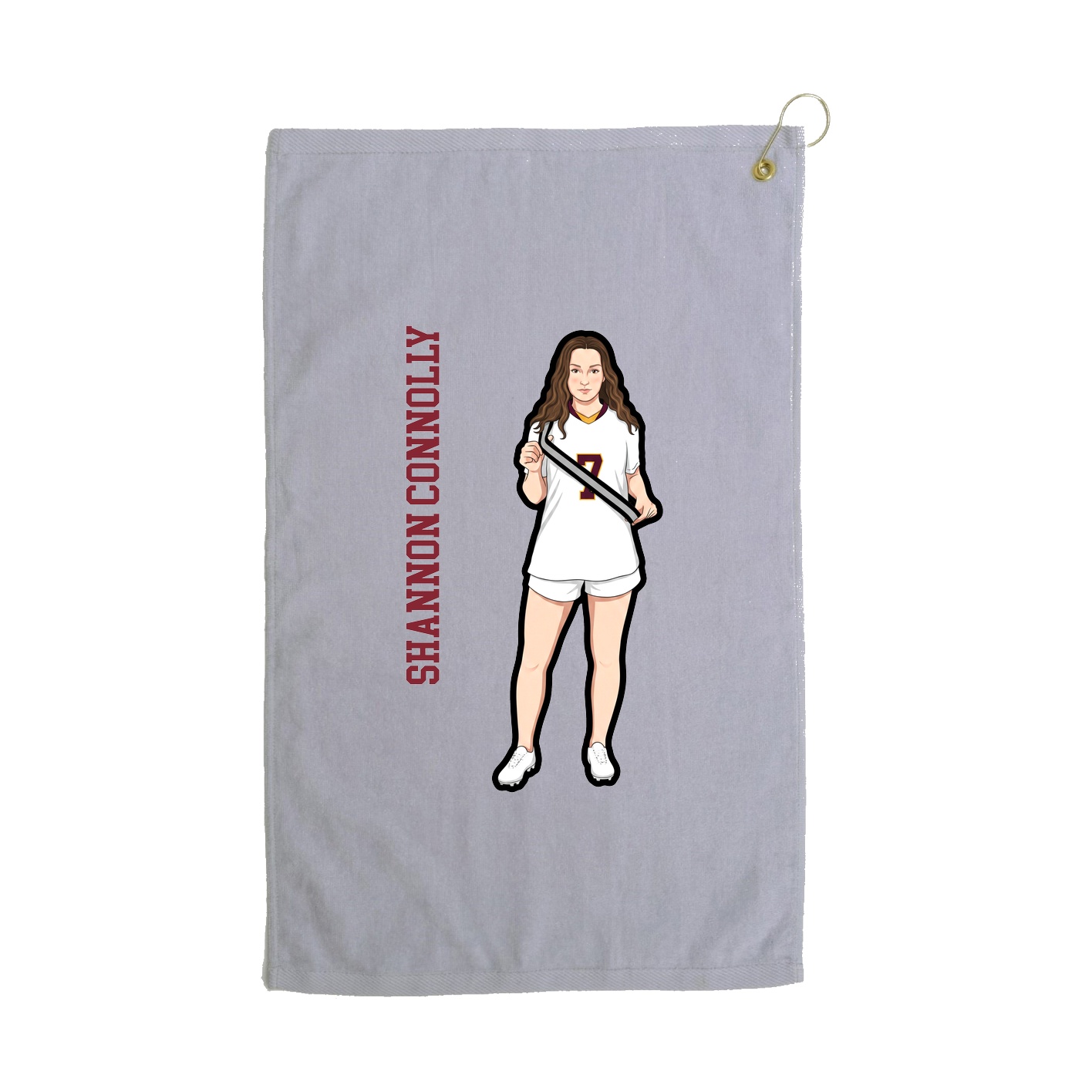 Golf Towel — Name Vertical in Grey