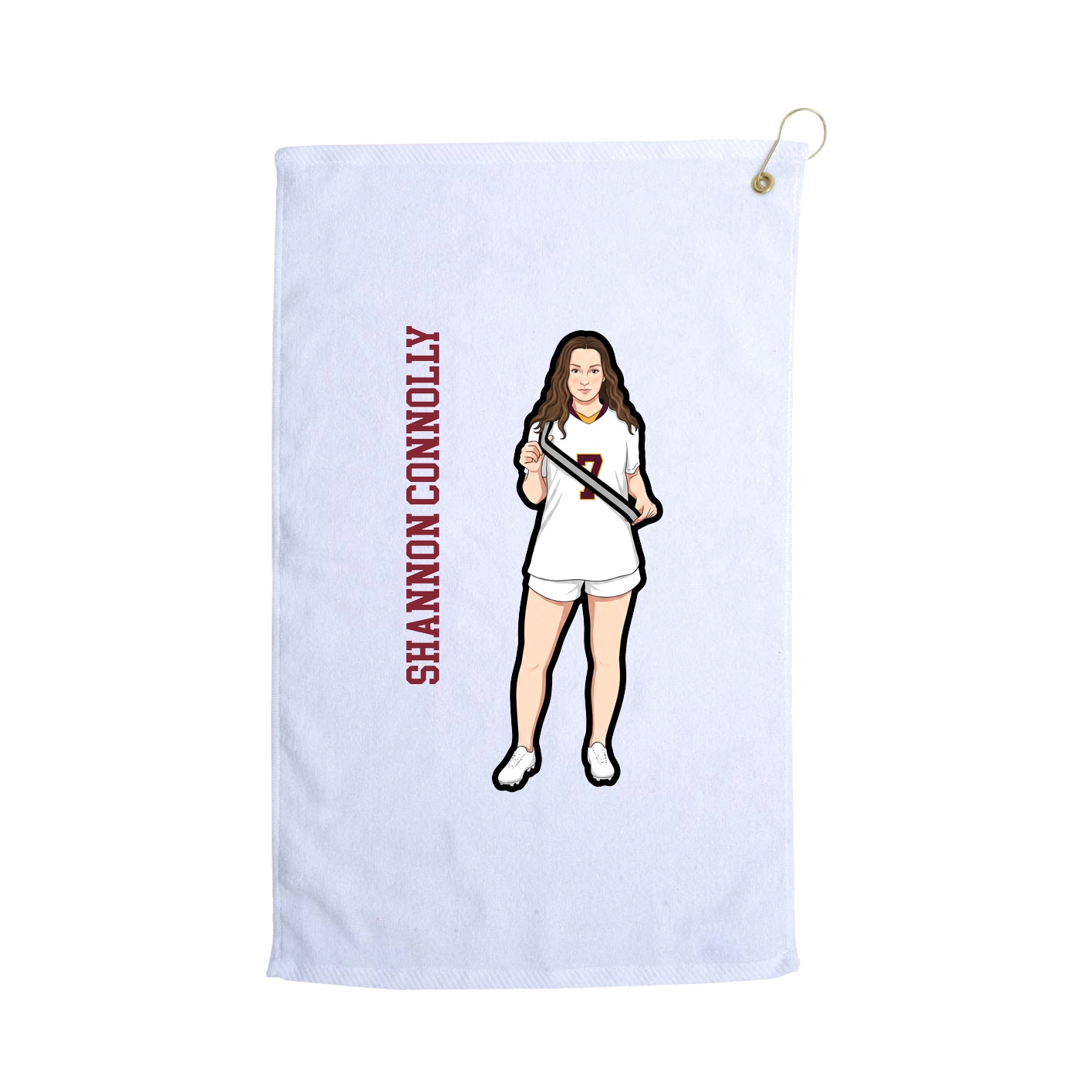 Golf Towel — Name Vertical in White