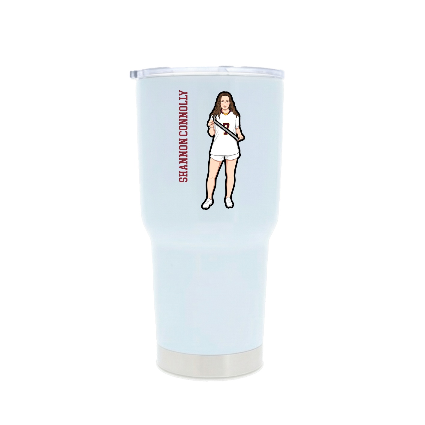 30oz Stainless Steel Tumbler — Name Vertical in White