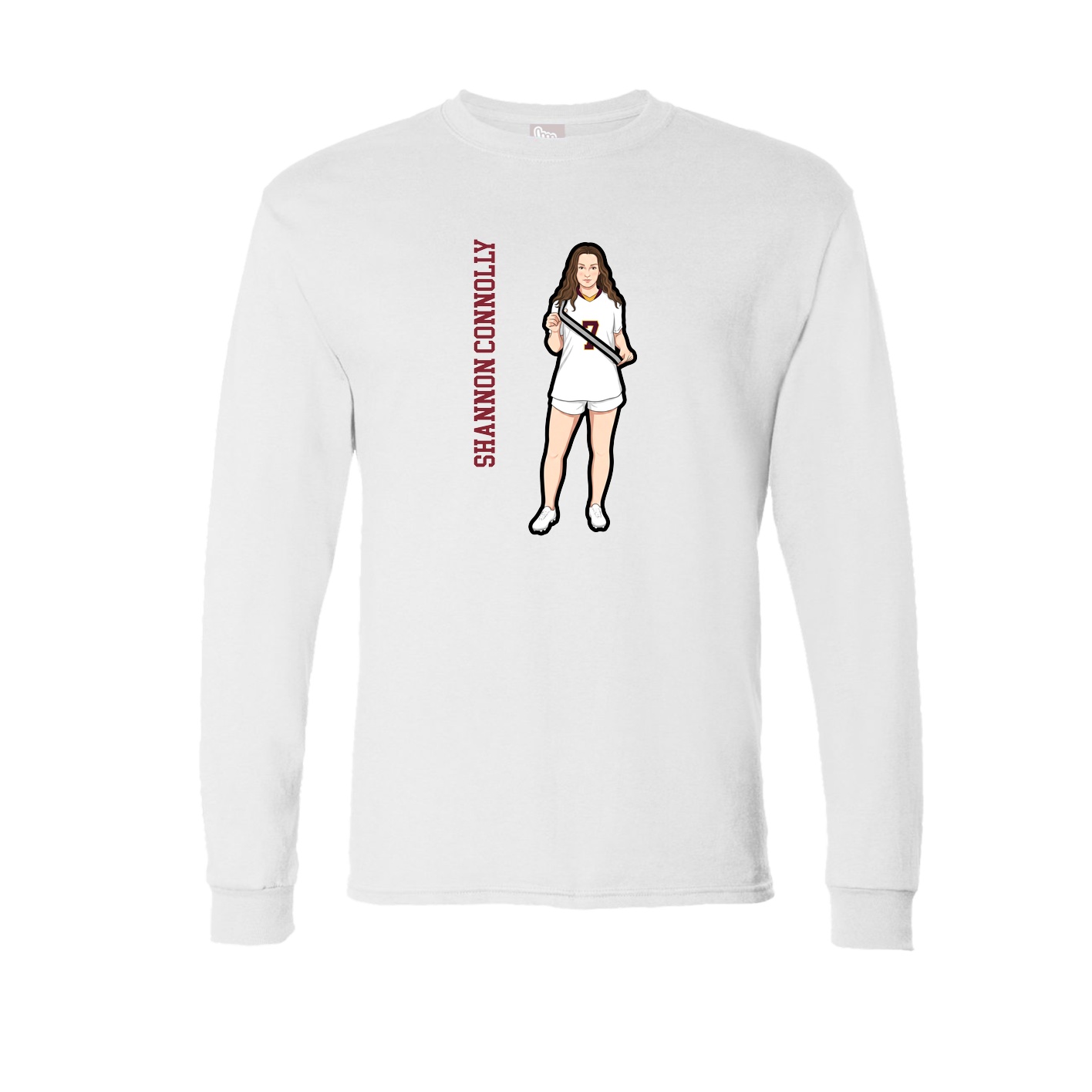 Long Sleeve Tee — Name Vertical in White