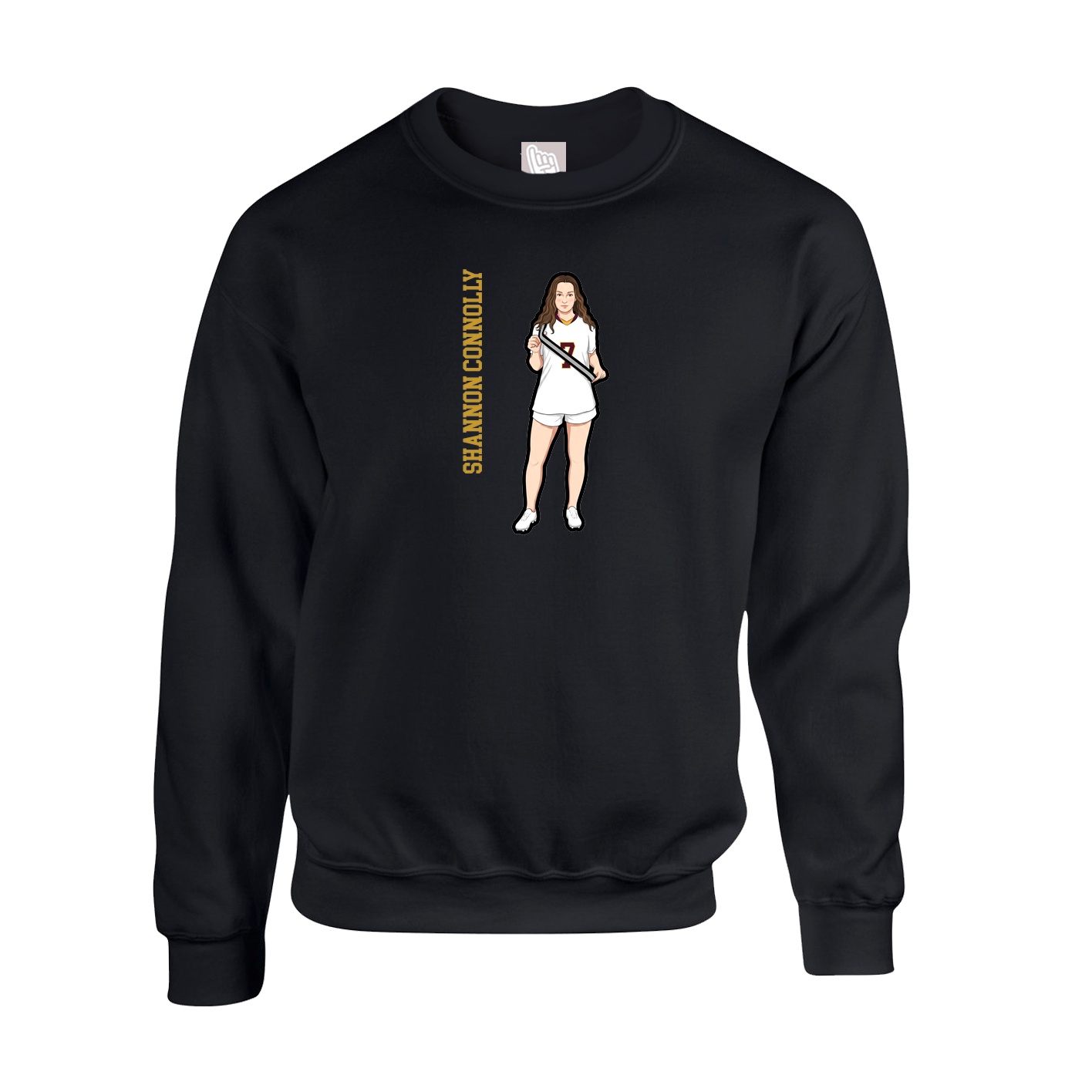 Fleece Crew — Name Vertical in Black