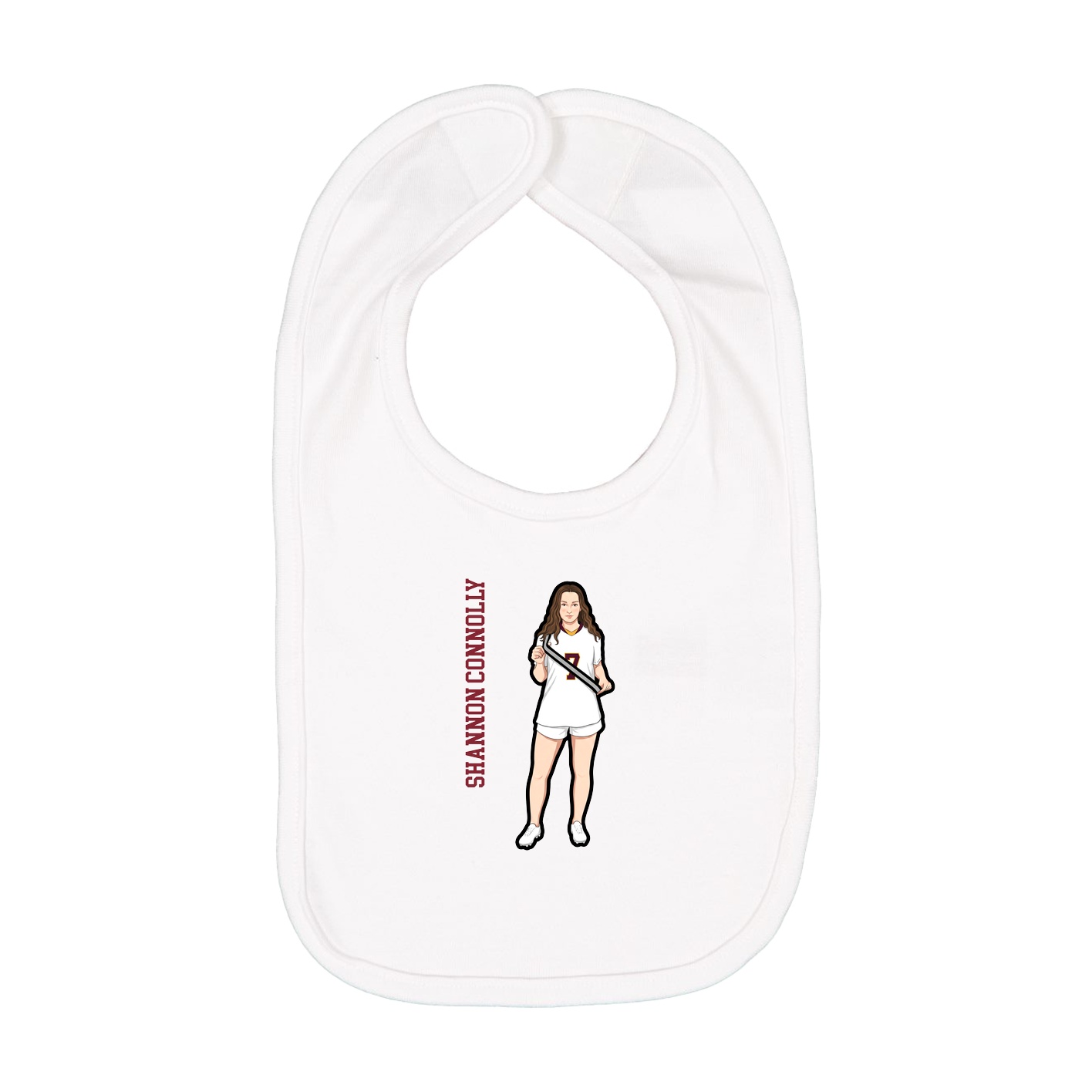Infant Bib — Name Vertical in White