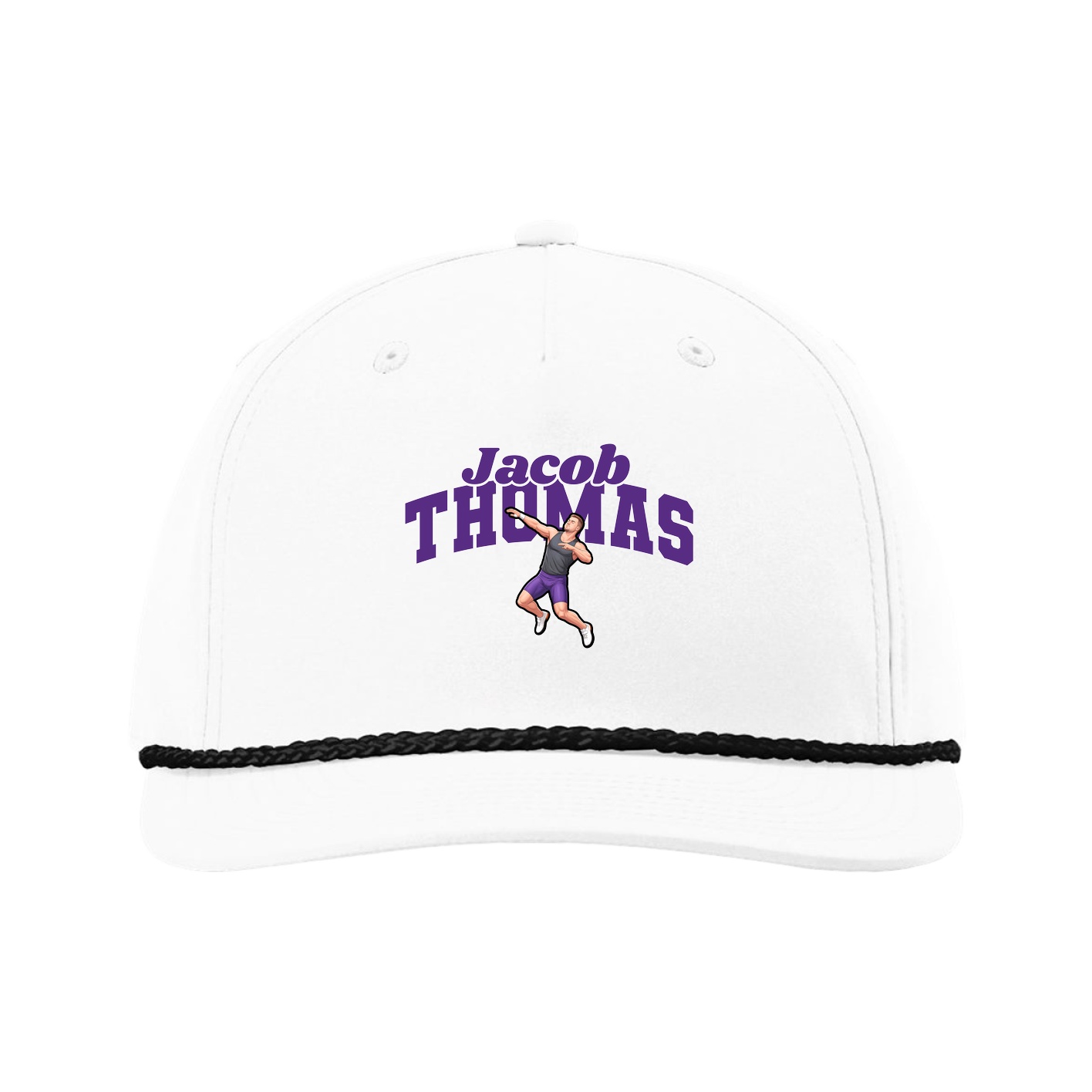 Five-Panel Classic Rope Cap — Signature Arch in White