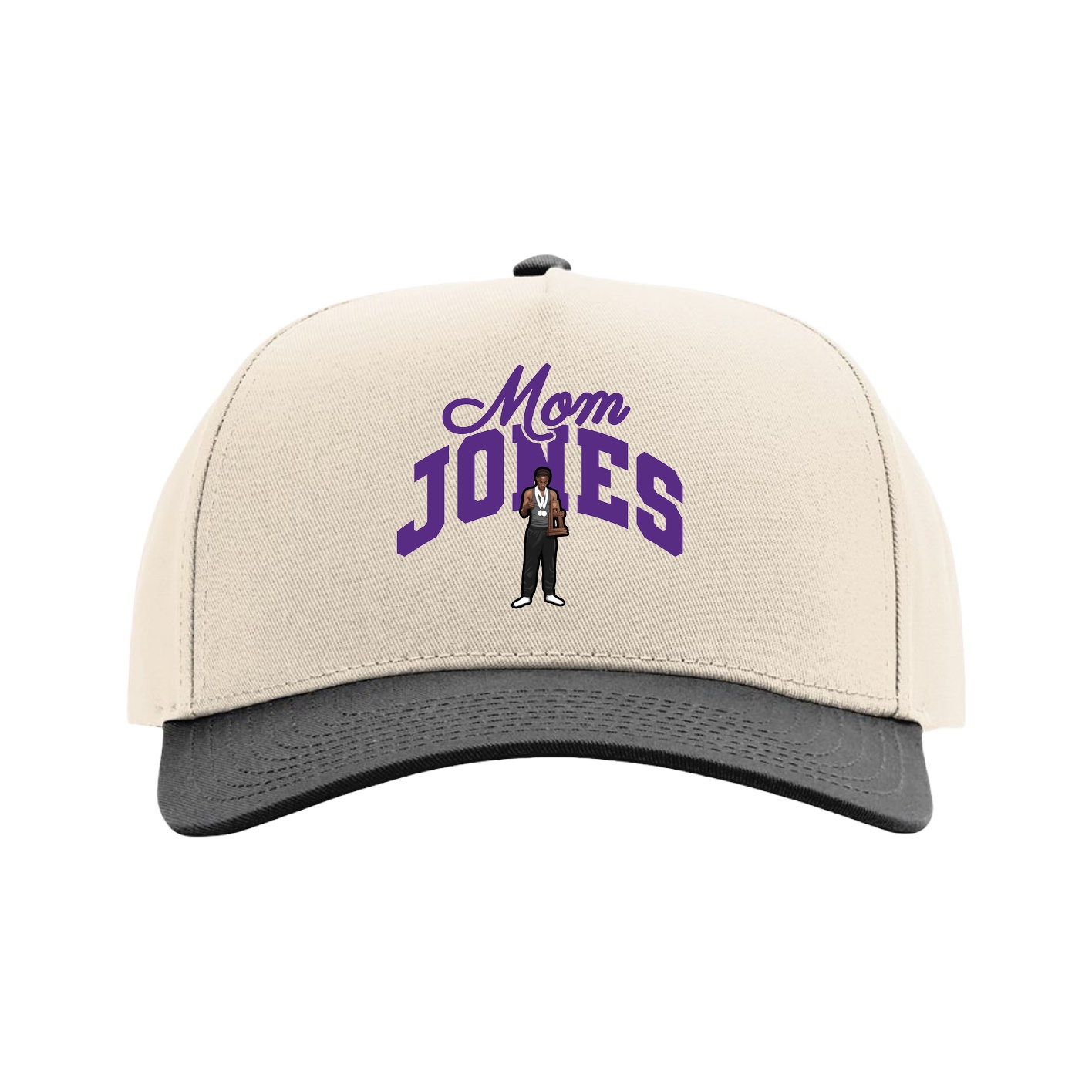 Full Fabric Five-Panel Champ Cap — Mothers Day Arch in Cream/Black