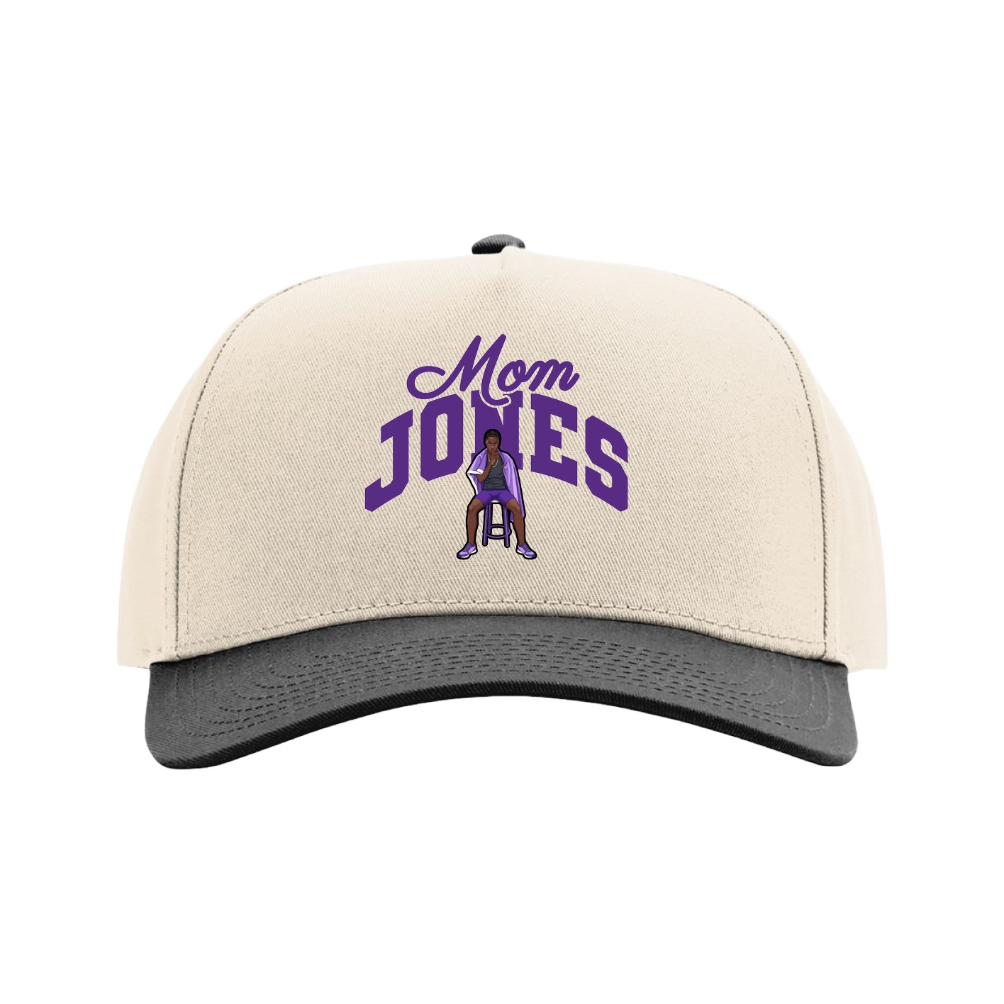 Full Fabric Five-Panel Champ Cap — Mothers Day Arch in Cream/Black