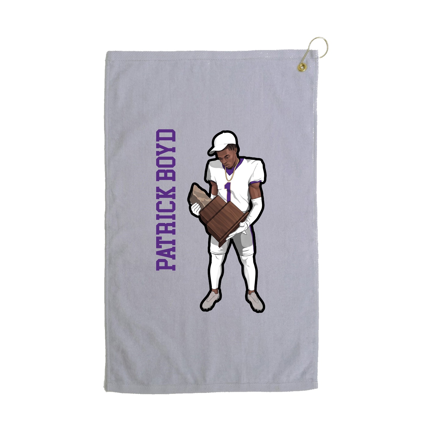 Golf Towel — Name Vertical in Grey
