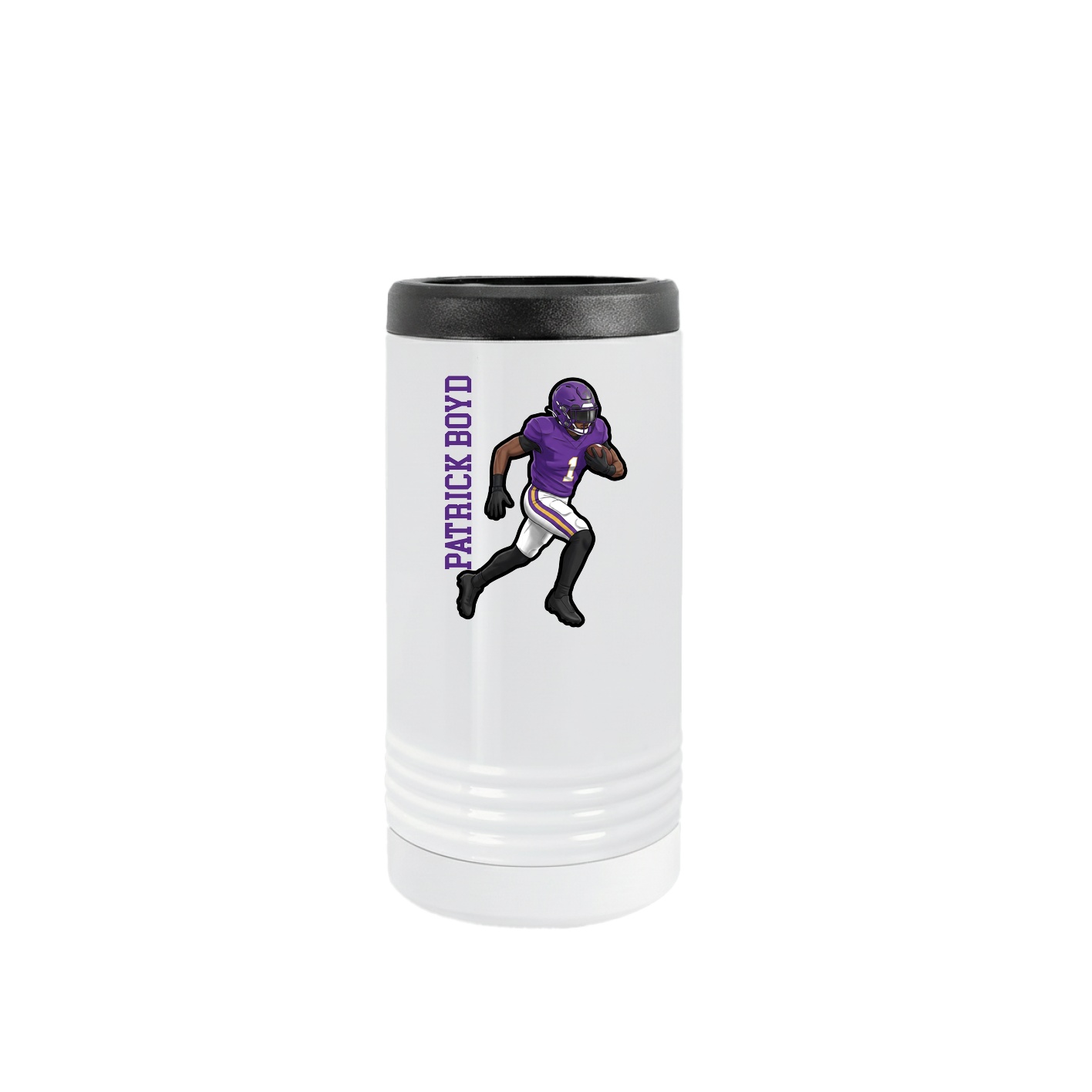 Slim Beverage Holder — Name Vertical in White