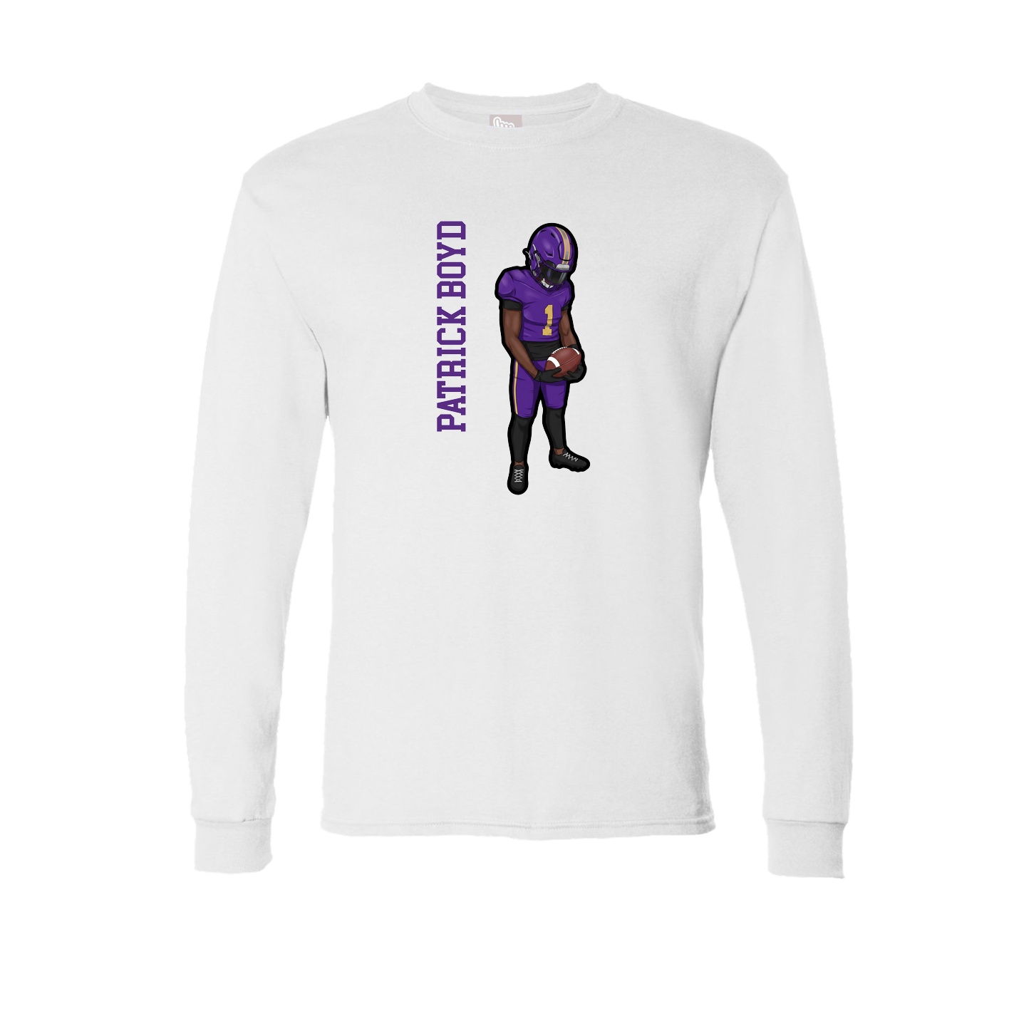 Long Sleeve Tee — Name Vertical in White