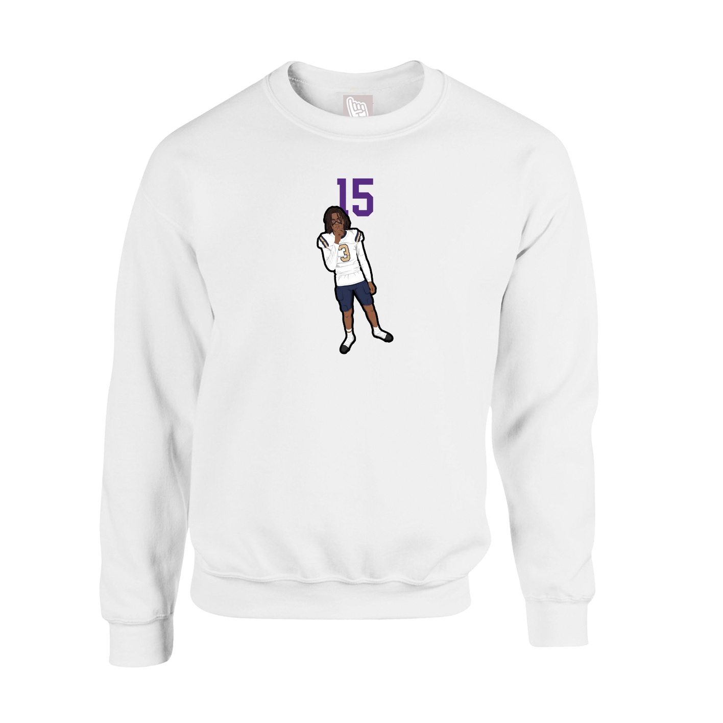 Fleece Crew — Number Top in White