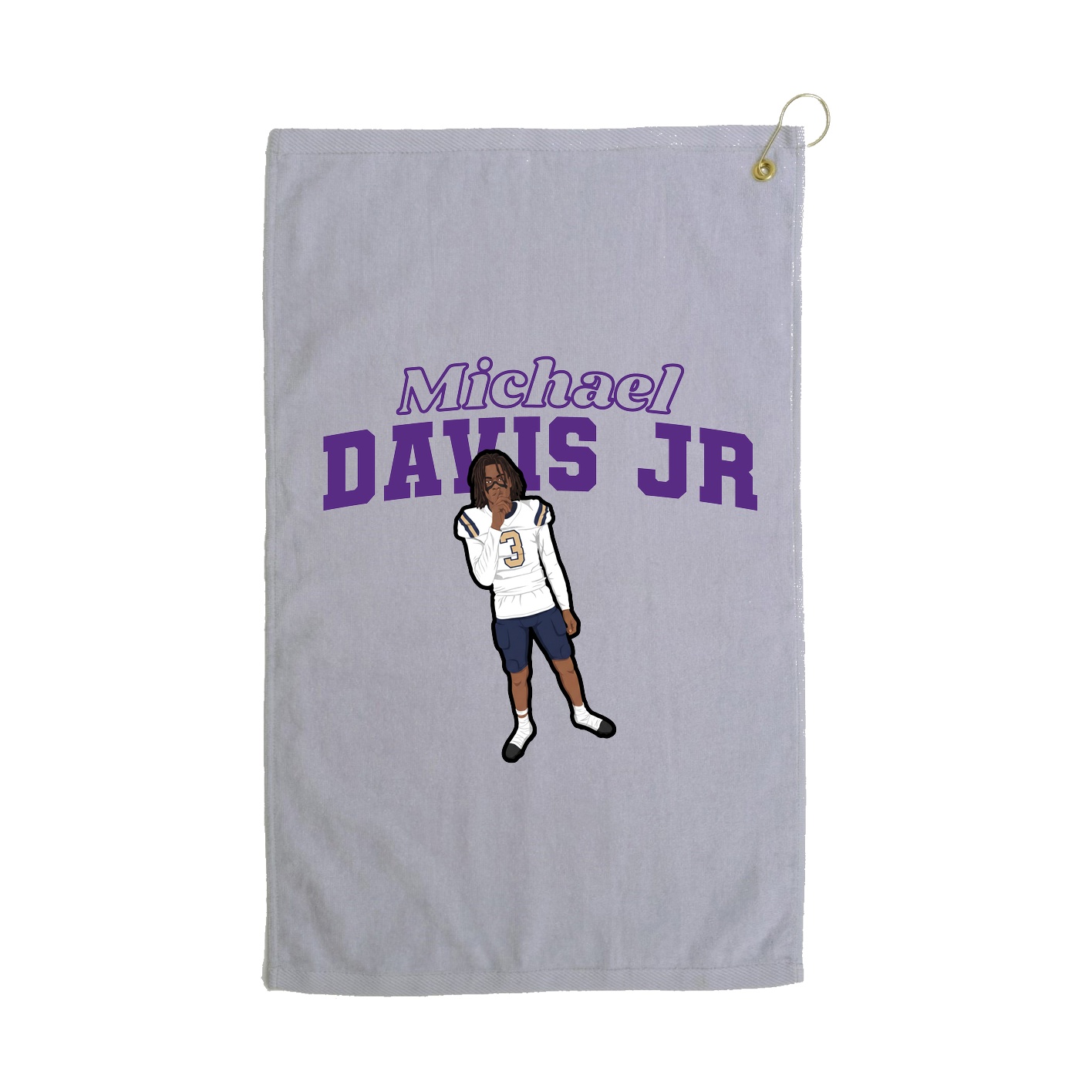 Golf Towel — Name Arch in Grey