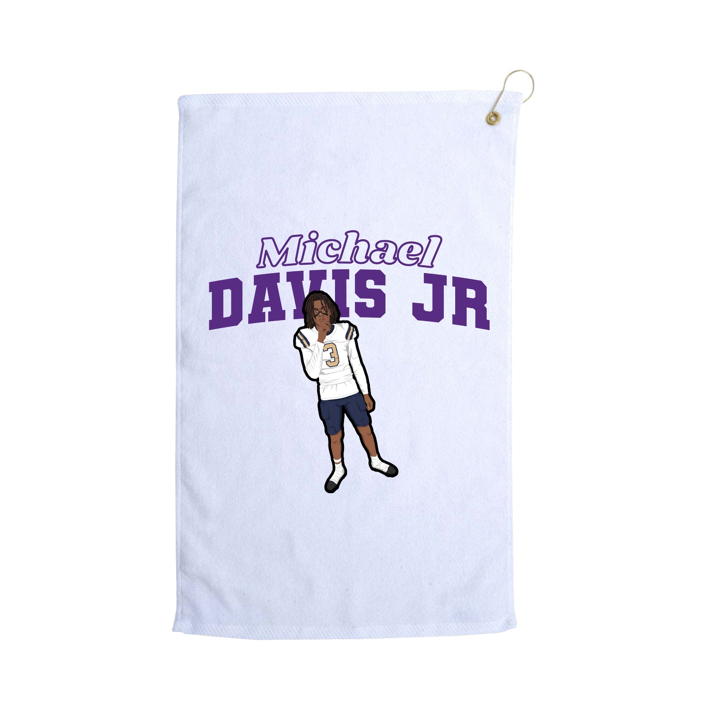 Golf Towel — Name Arch in White