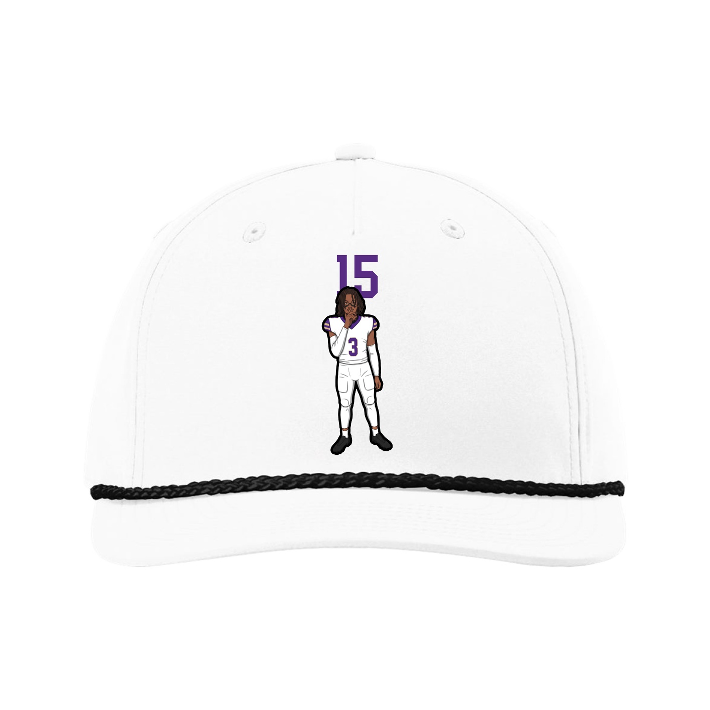 Five-Panel Classic Rope Cap — Number Top in White