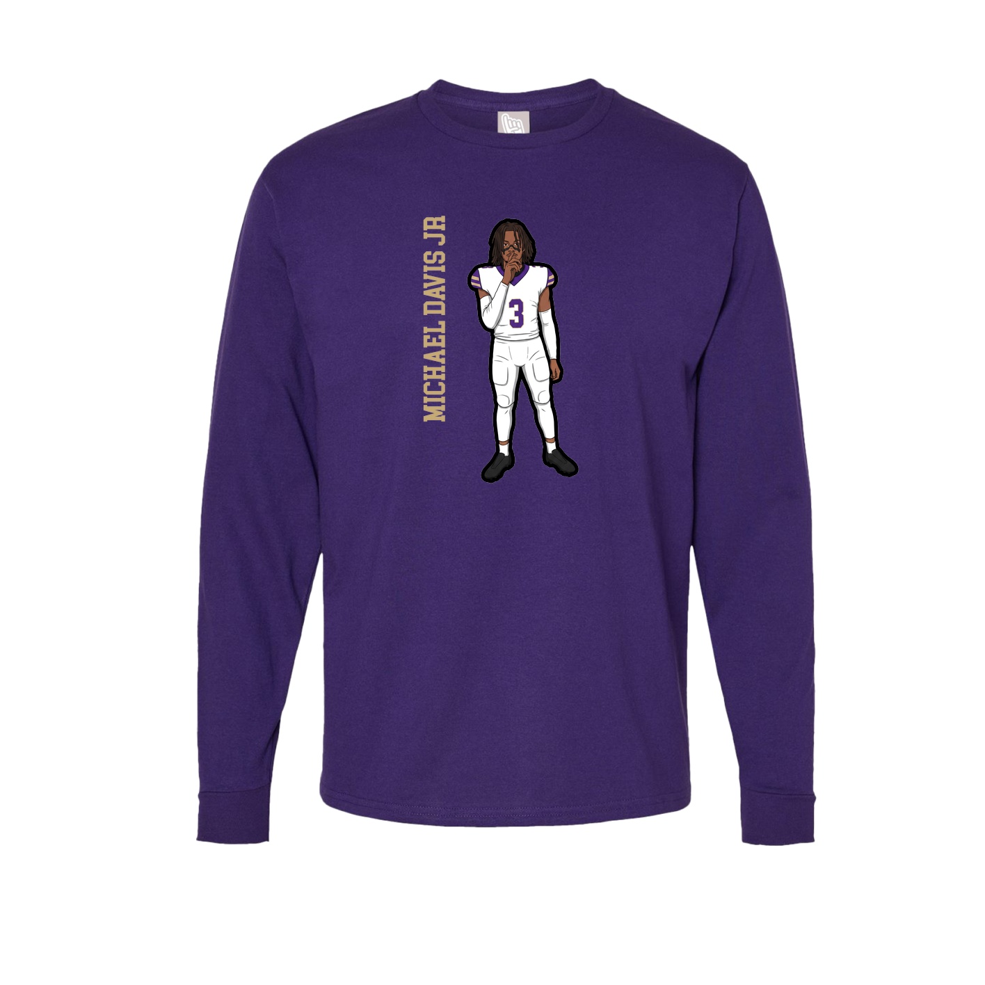 Long Sleeve Tee — Name Vertical in Purple