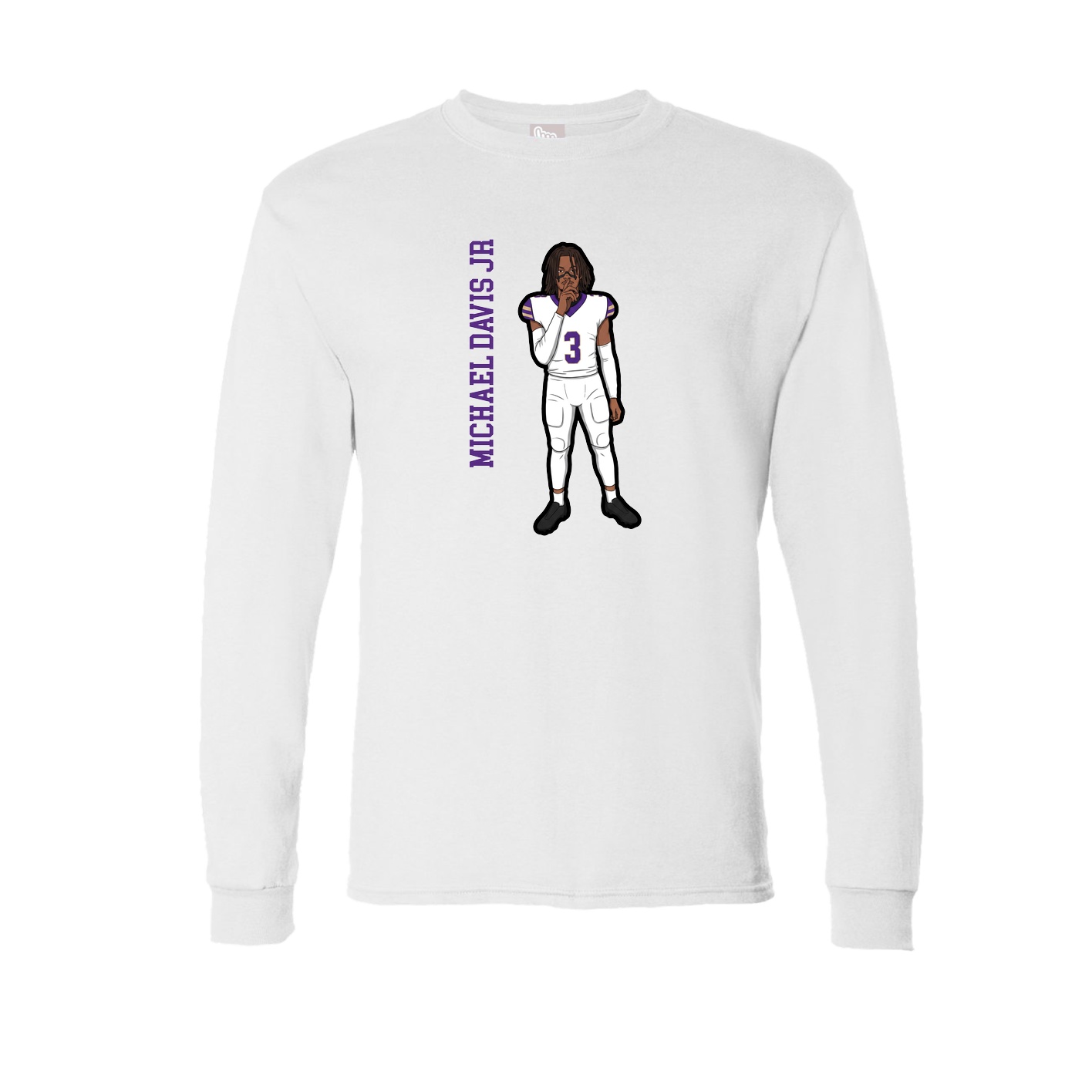 Long Sleeve Tee — Name Vertical in White