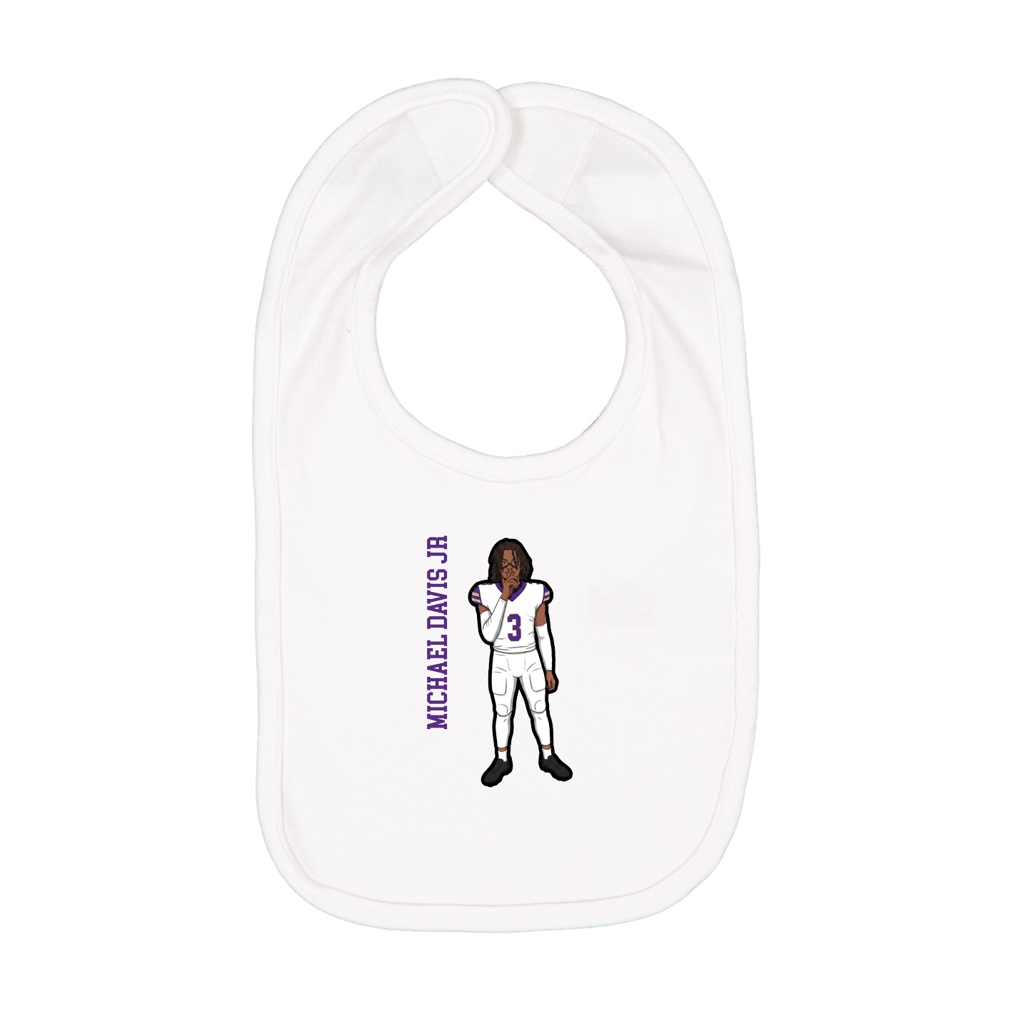 Infant Bib — Name Vertical in White