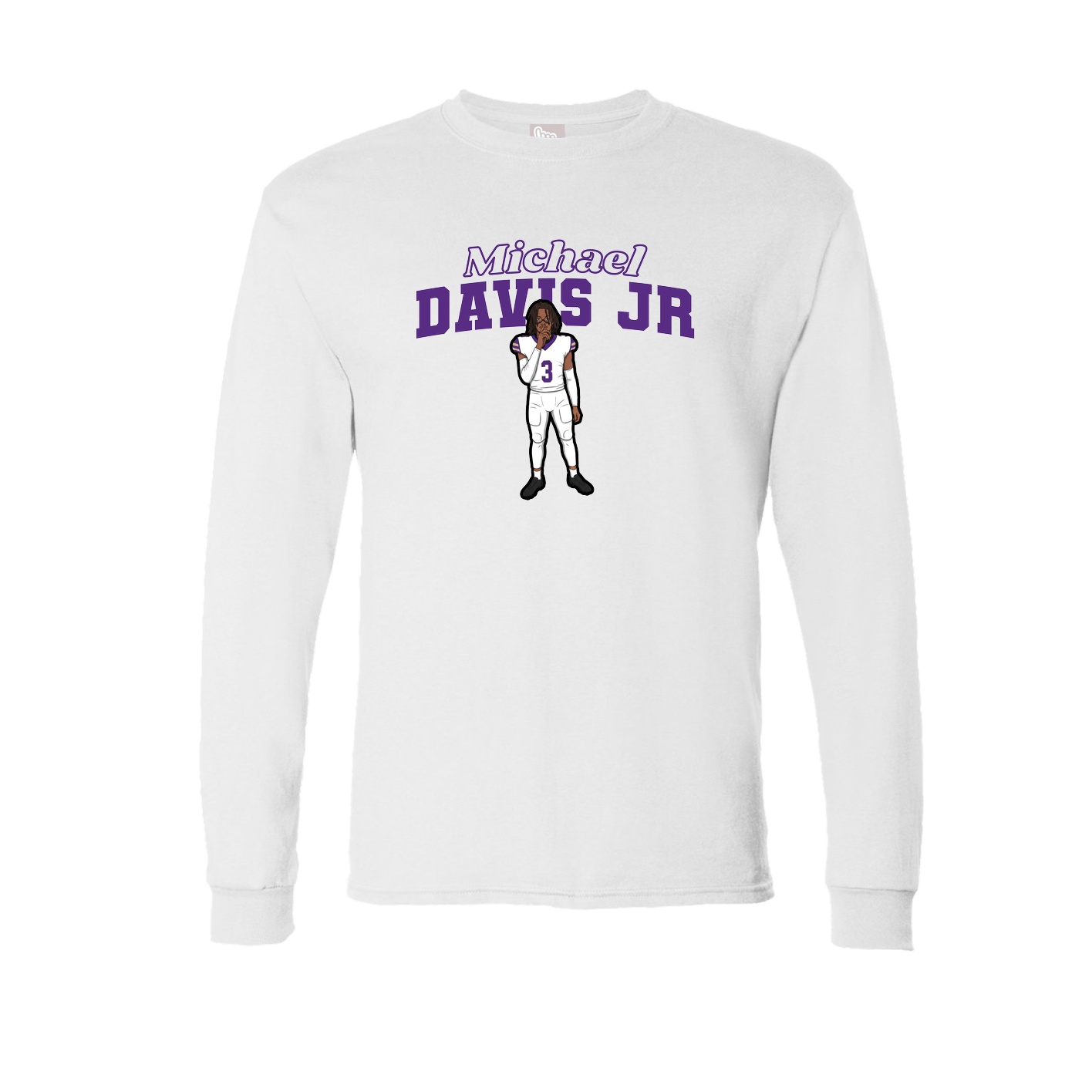 Long Sleeve Tee — Name Arch in White