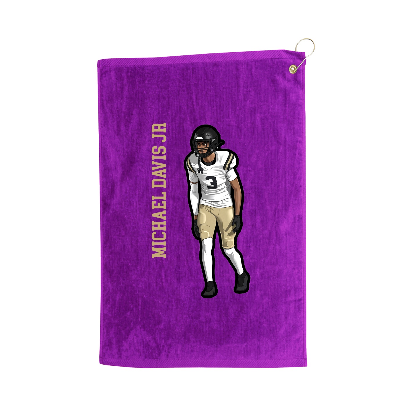 Golf Towel — Name Vertical in Purple
