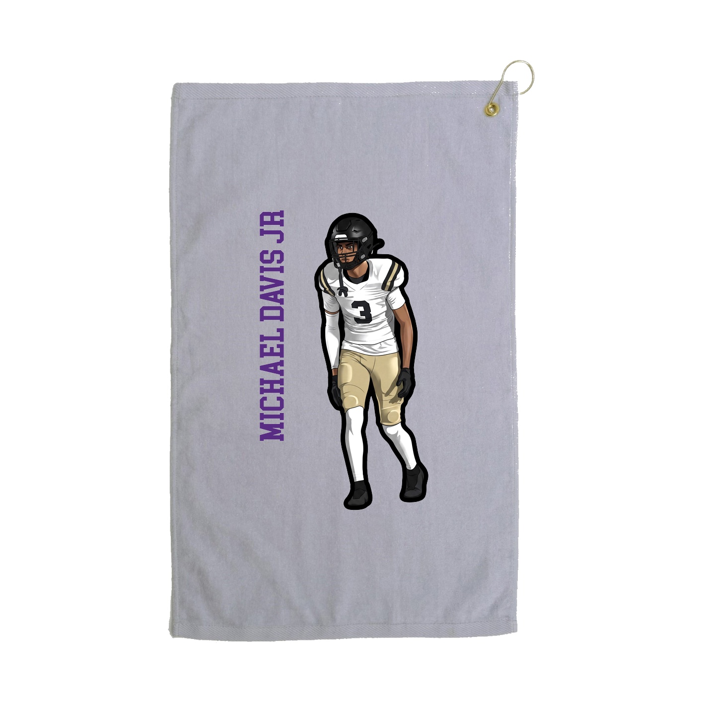 Golf Towel — Name Vertical in Grey