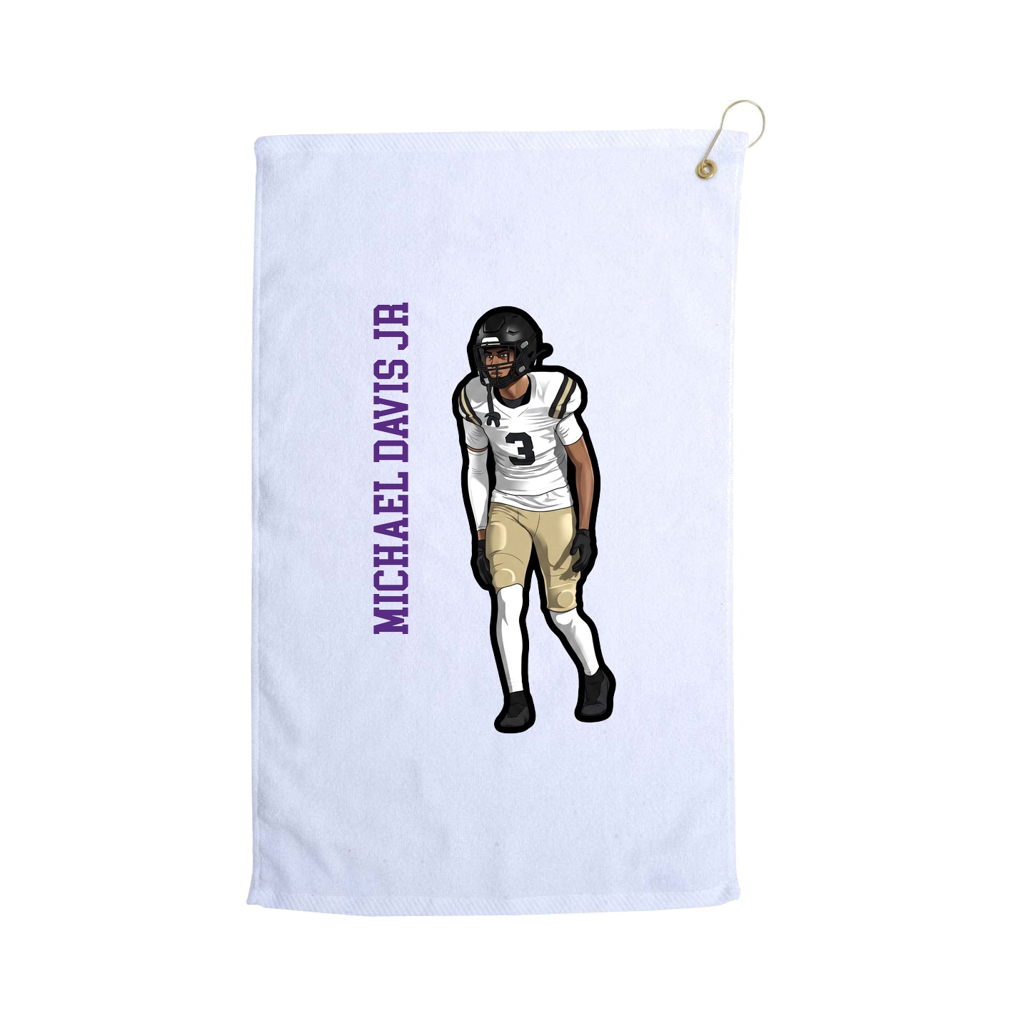 Golf Towel — Name Vertical in White