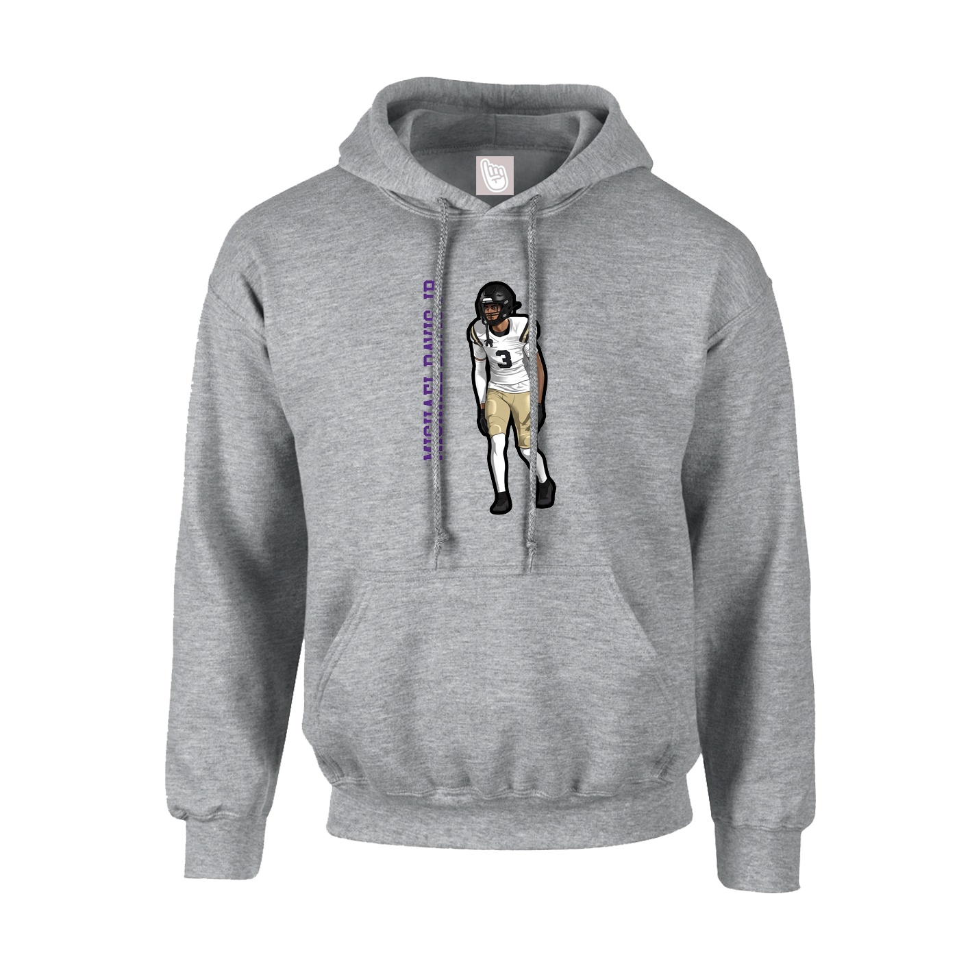 Hoodie — Name Vertical in Grey