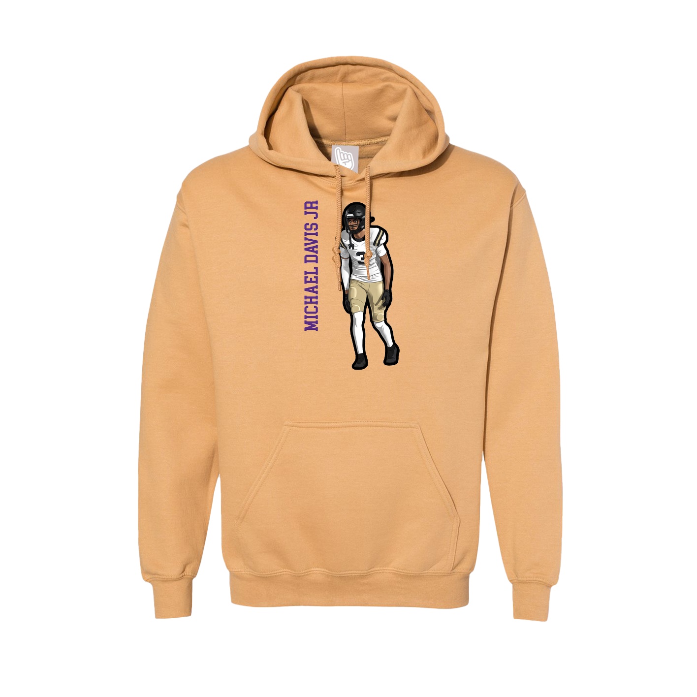 Hoodie — Name Vertical in Vegas Gold