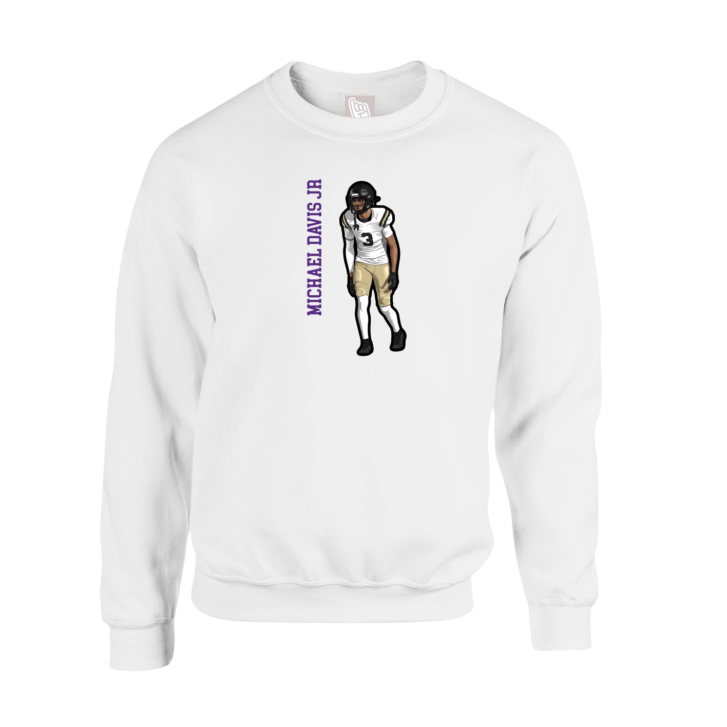 Fleece Crew — Name Vertical in White