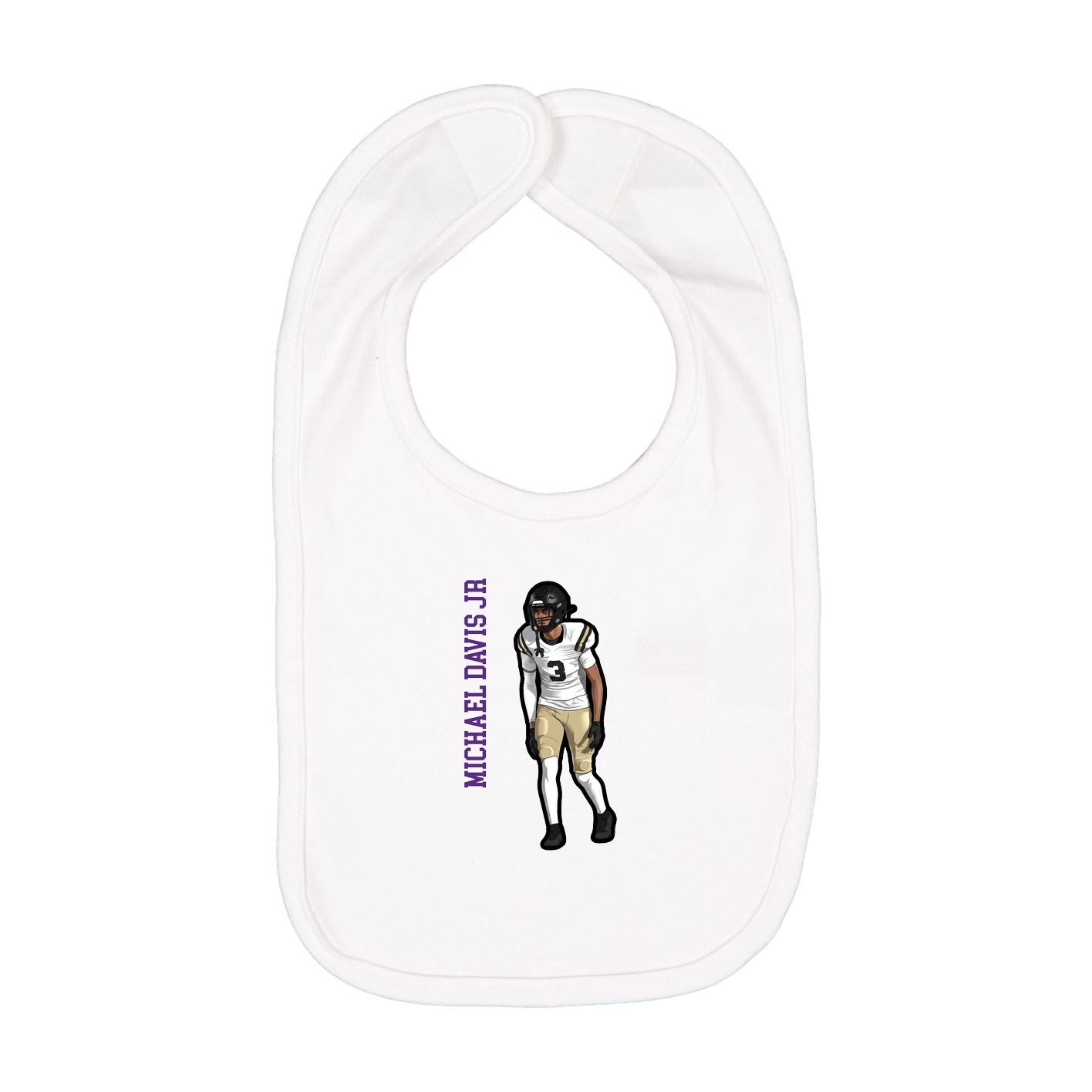 Infant Bib — Name Vertical in White