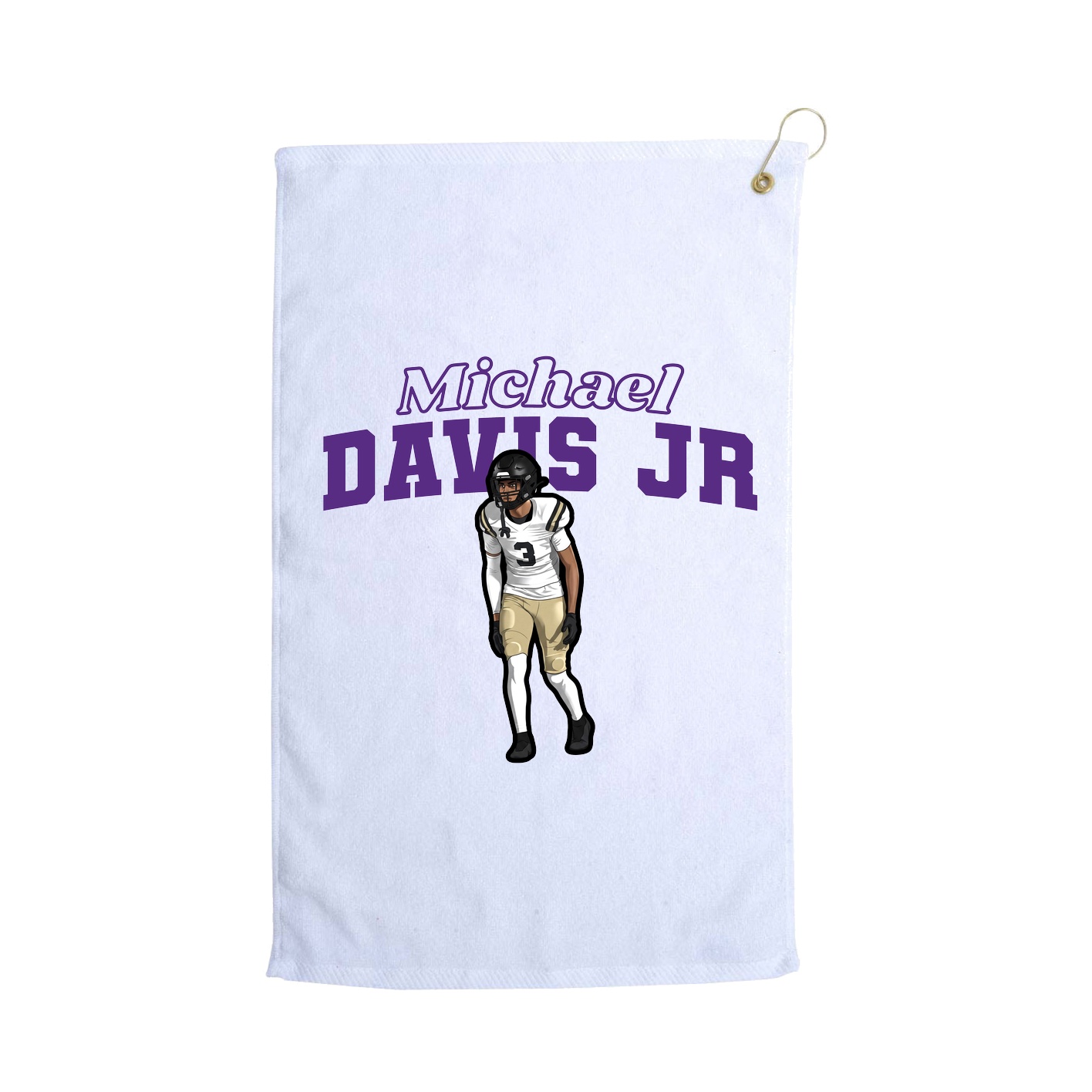 Golf Towel — Name Arch in White