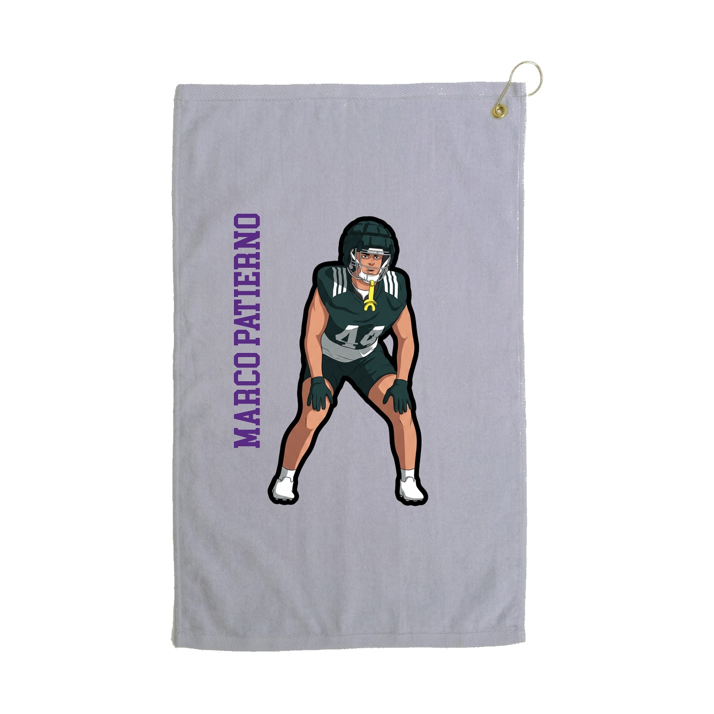 Golf Towel — Name Vertical in Grey