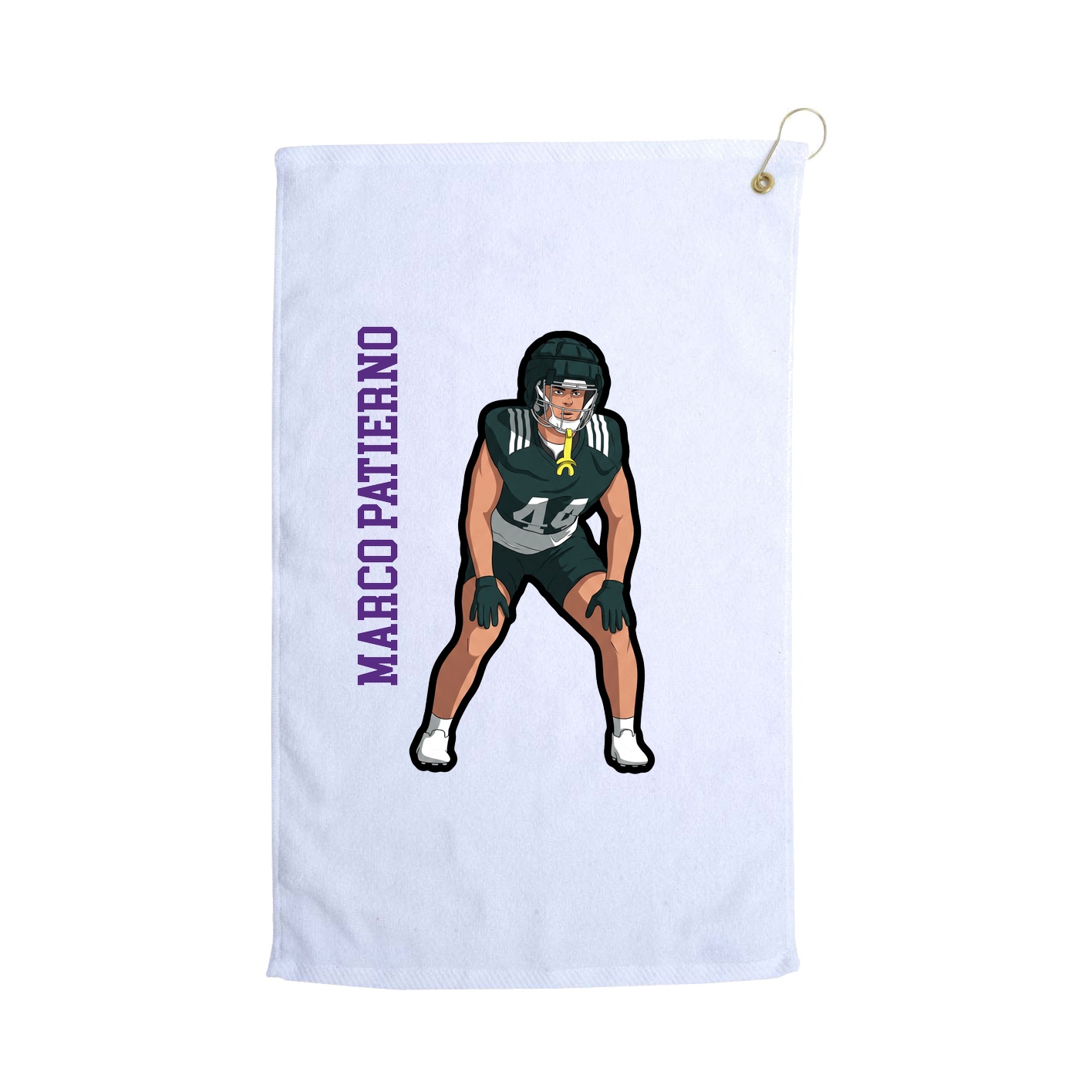Golf Towel — Name Vertical in White