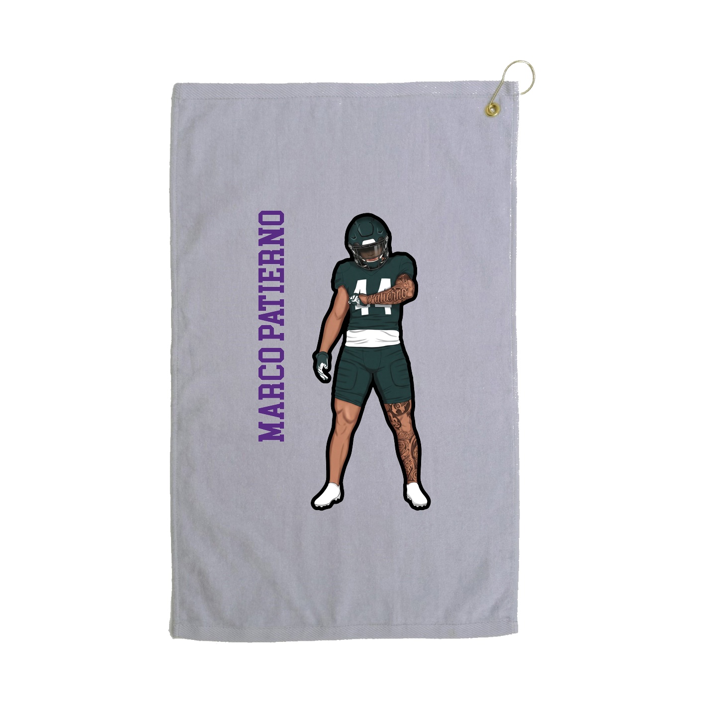 Golf Towel — Name Vertical in Grey