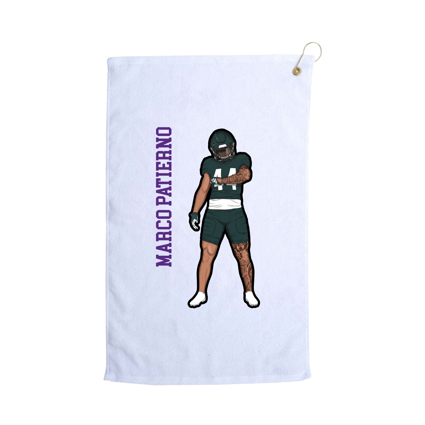 Golf Towel — Name Vertical in White