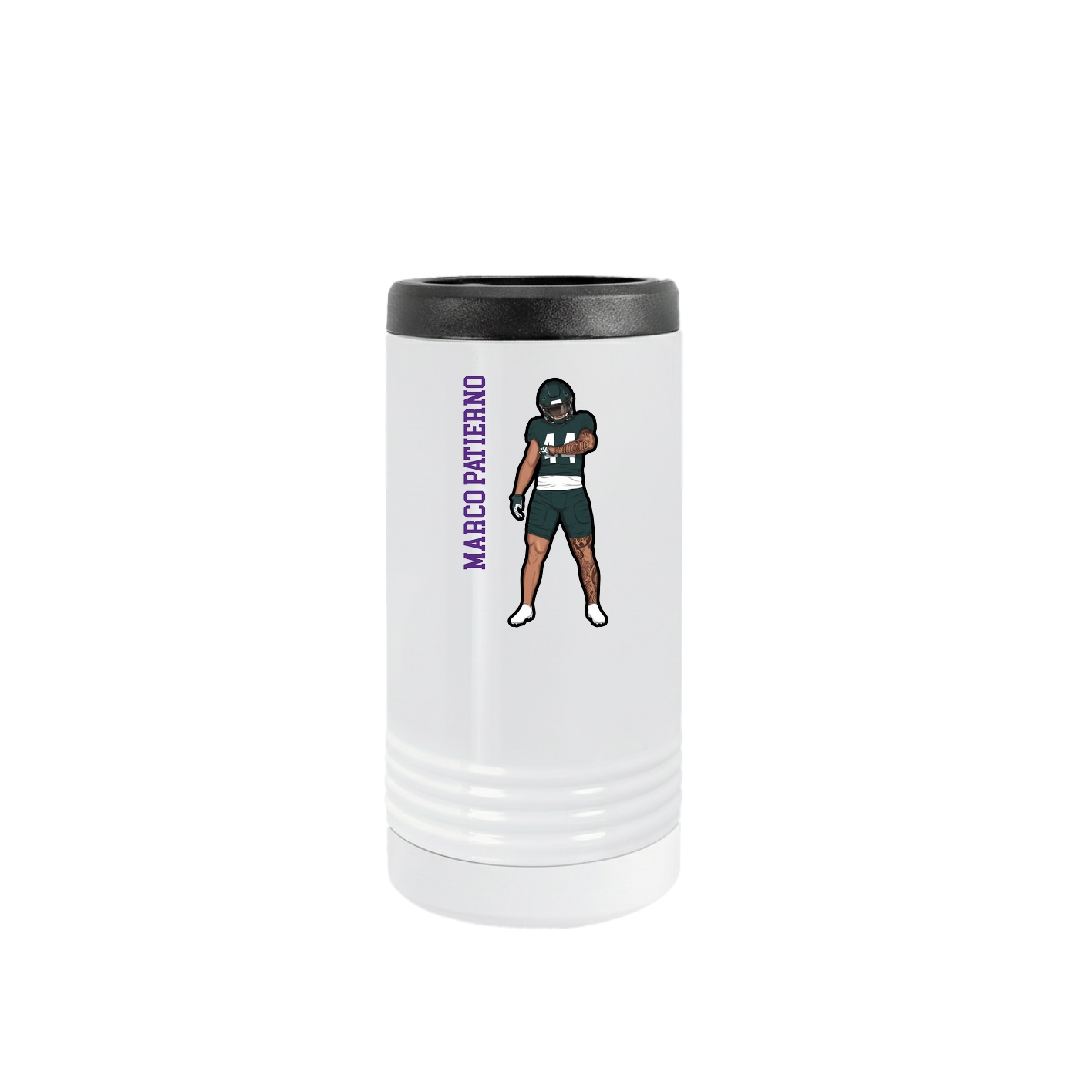 Slim Beverage Holder — Name Vertical in White