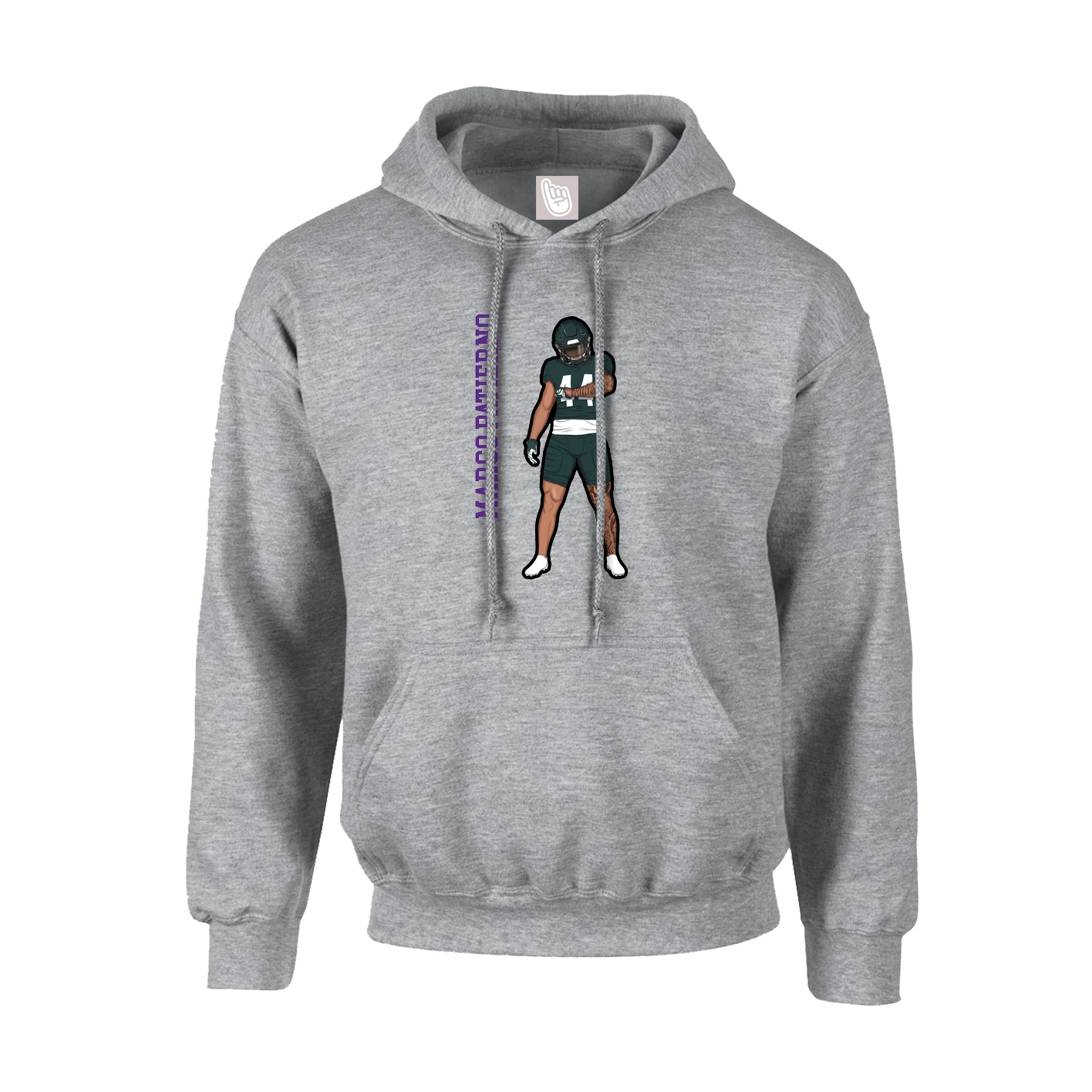 Hoodie — Name Vertical in Grey