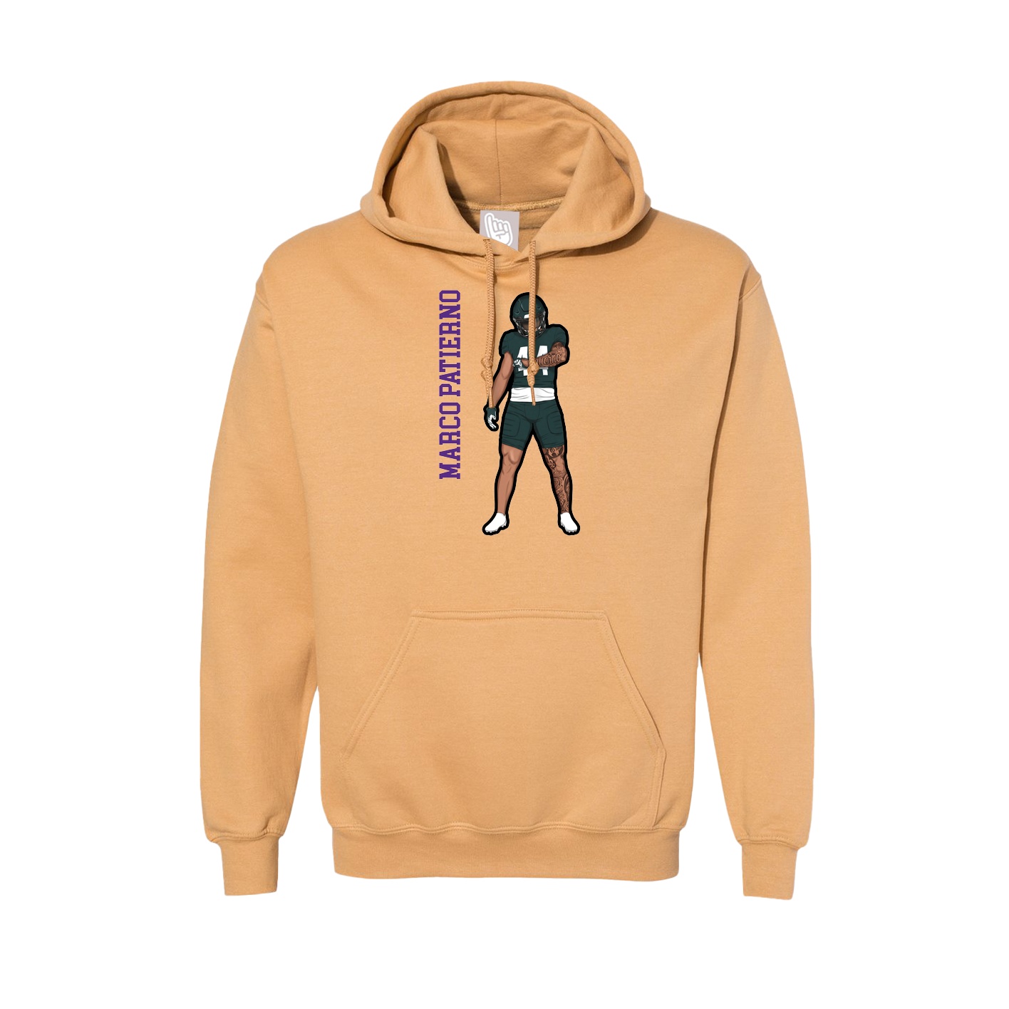 Hoodie — Name Vertical in Vegas Gold