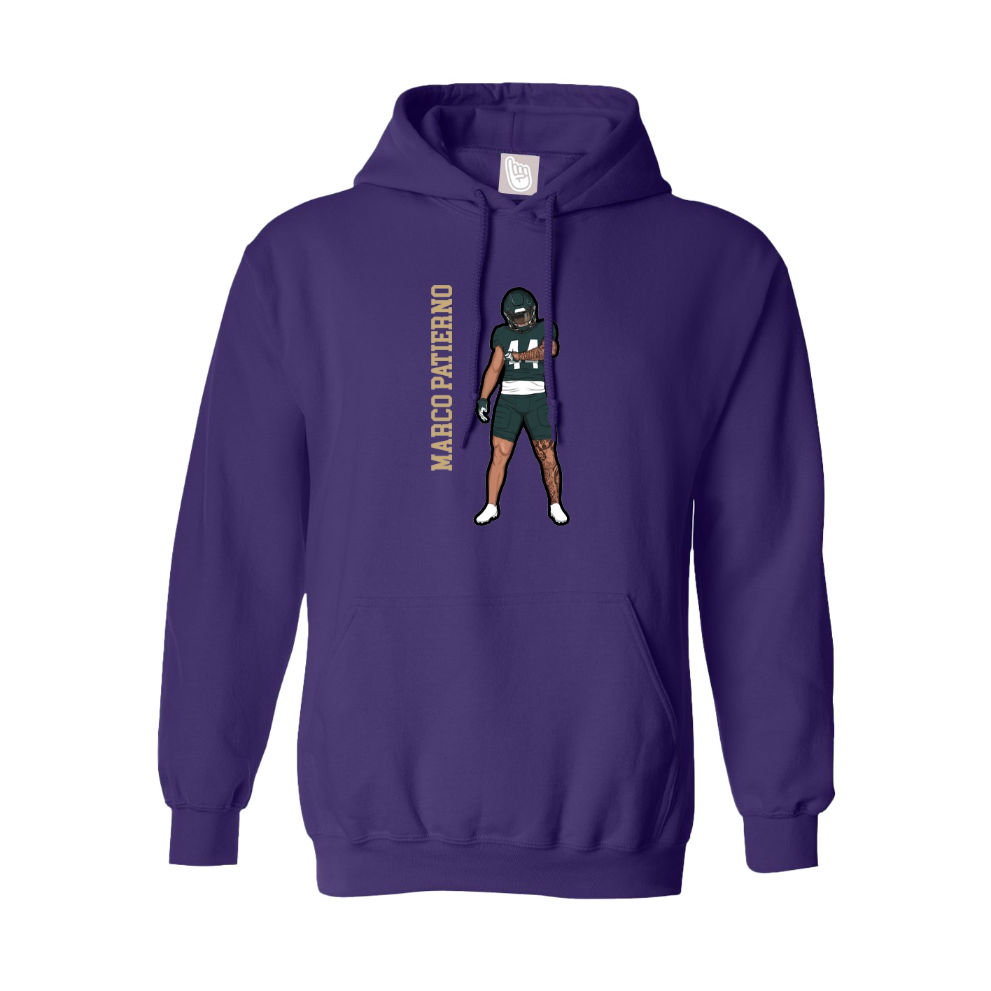Hoodie — Name Vertical in Purple