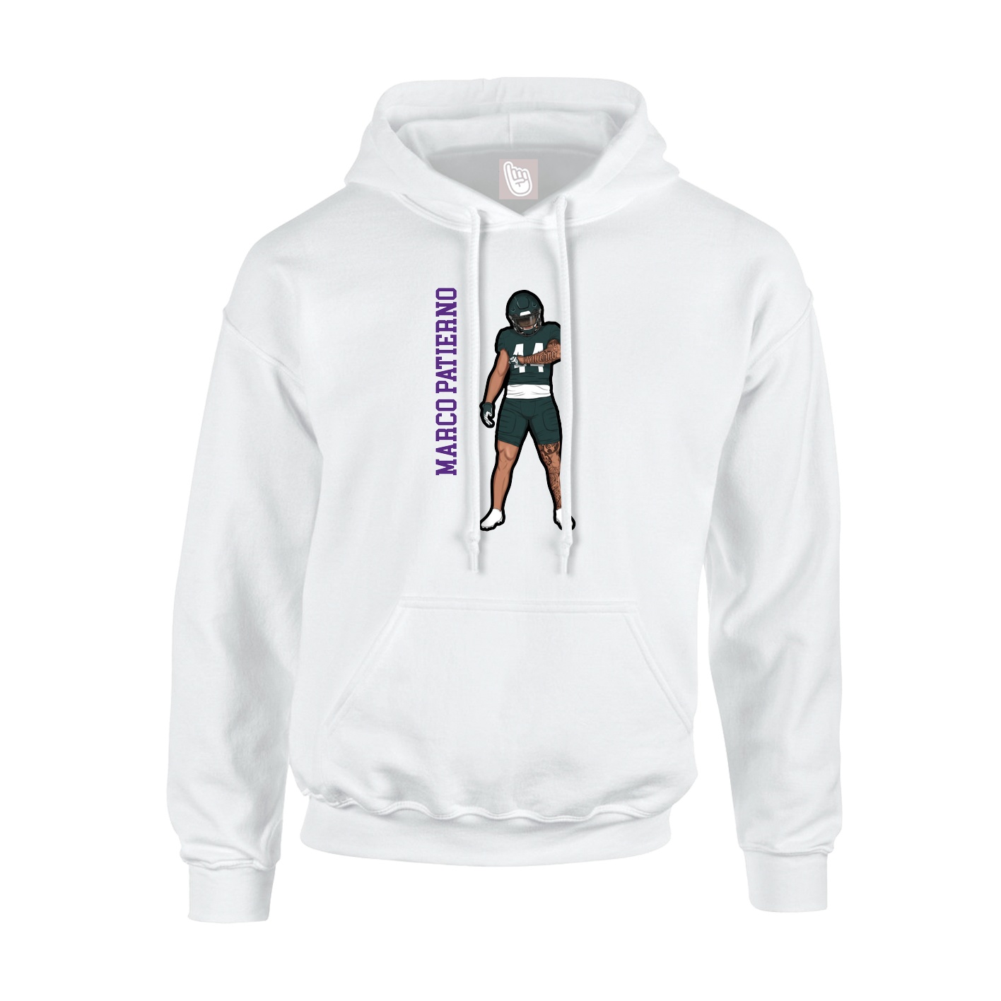Hoodie — Name Vertical in White