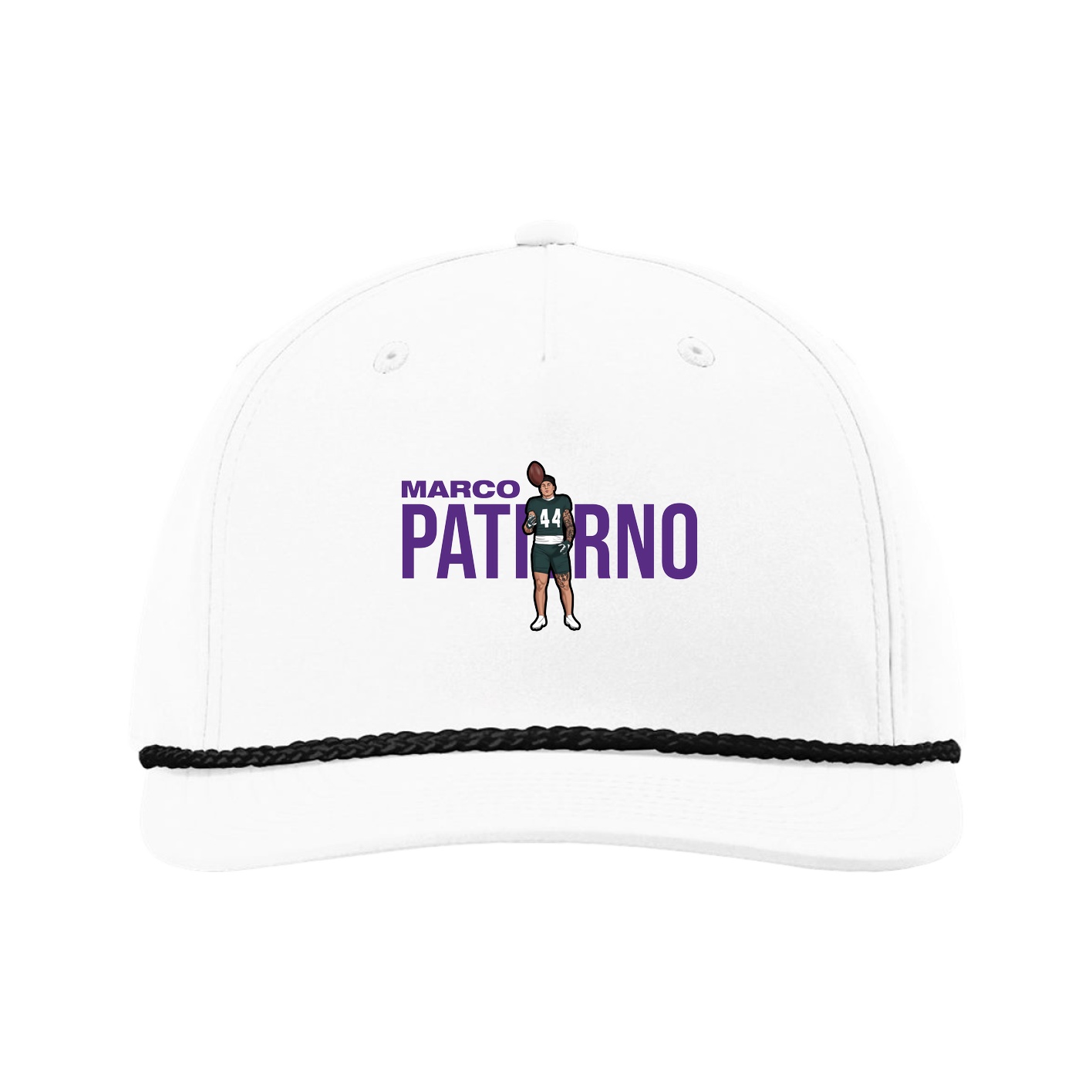 Five-Panel Classic Rope Cap — Player Name in White