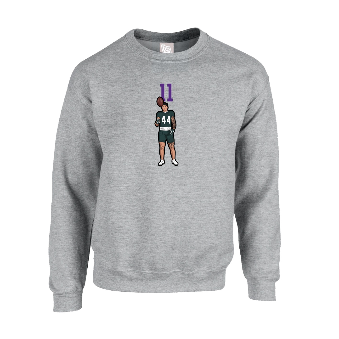 Fleece Crew — Number Top in Grey