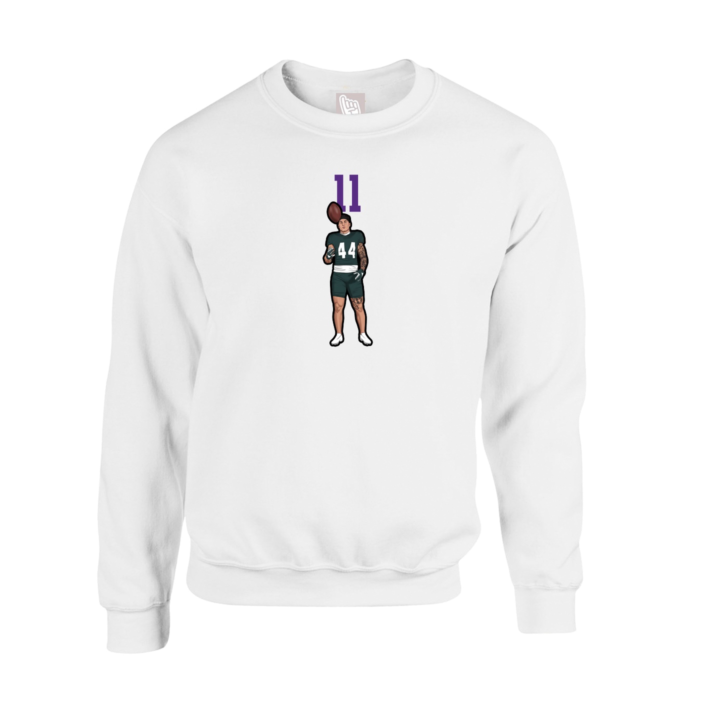 Fleece Crew — Number Top in White